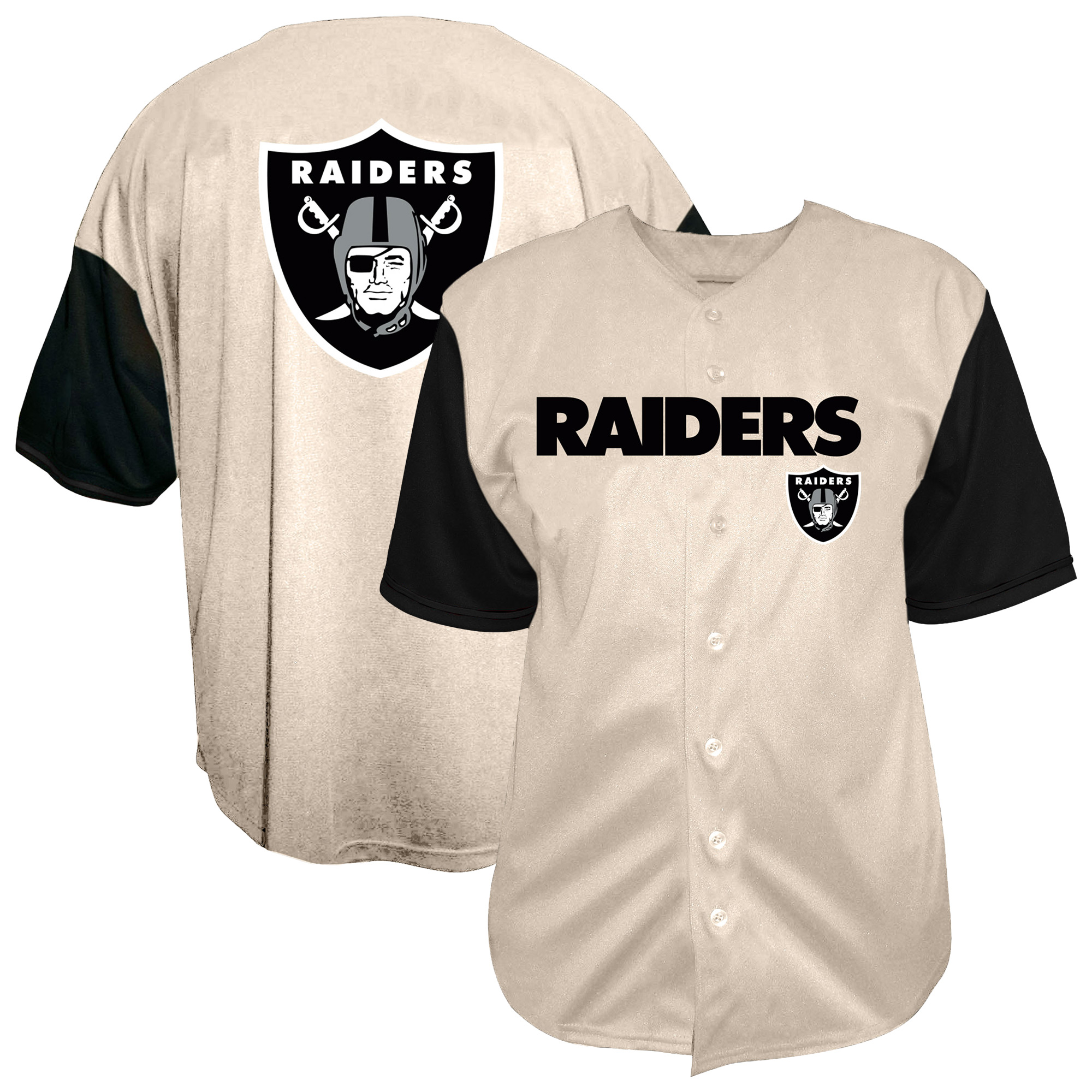 Men's Fanatics  Cream Las Vegas Raiders Vintage Full-Button Short Sleeve Top