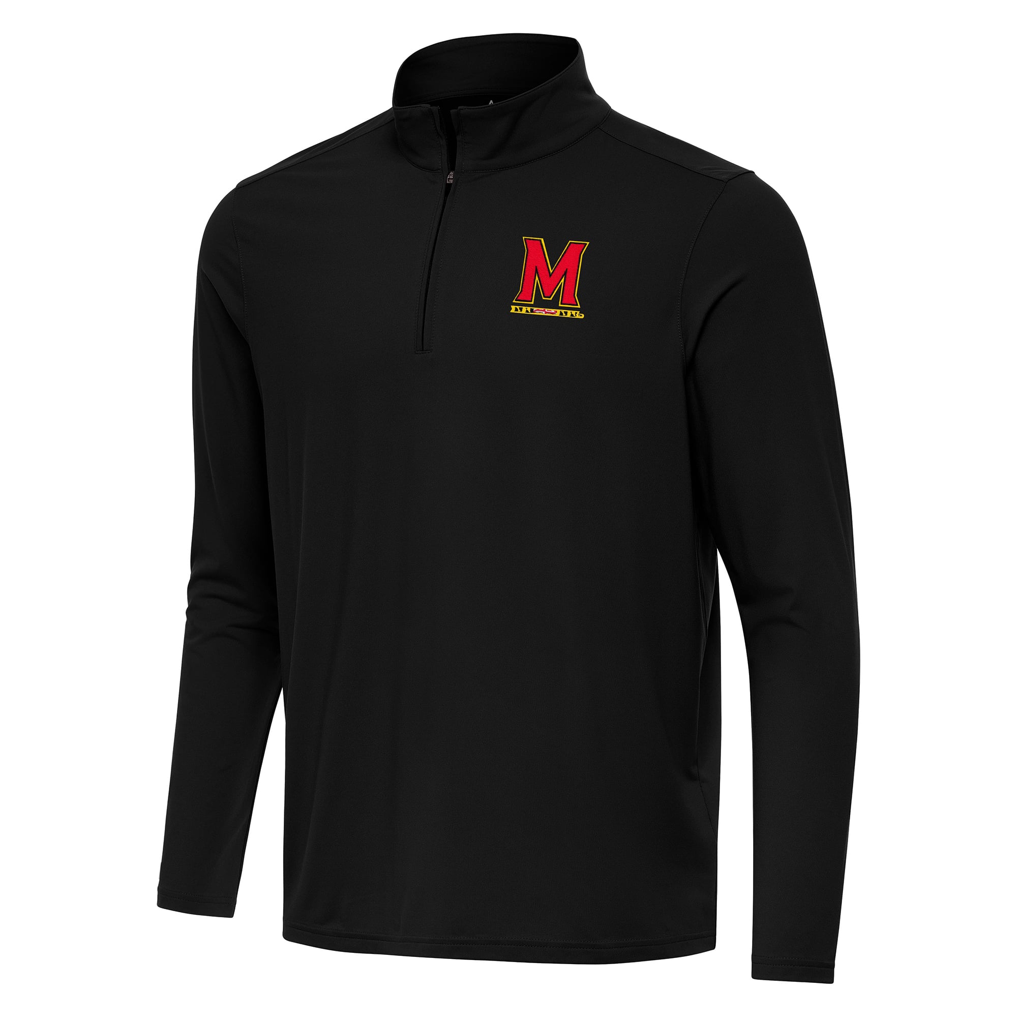 Men's Antigua Black Maryland Terrapins Intent Quarter-Zip Top