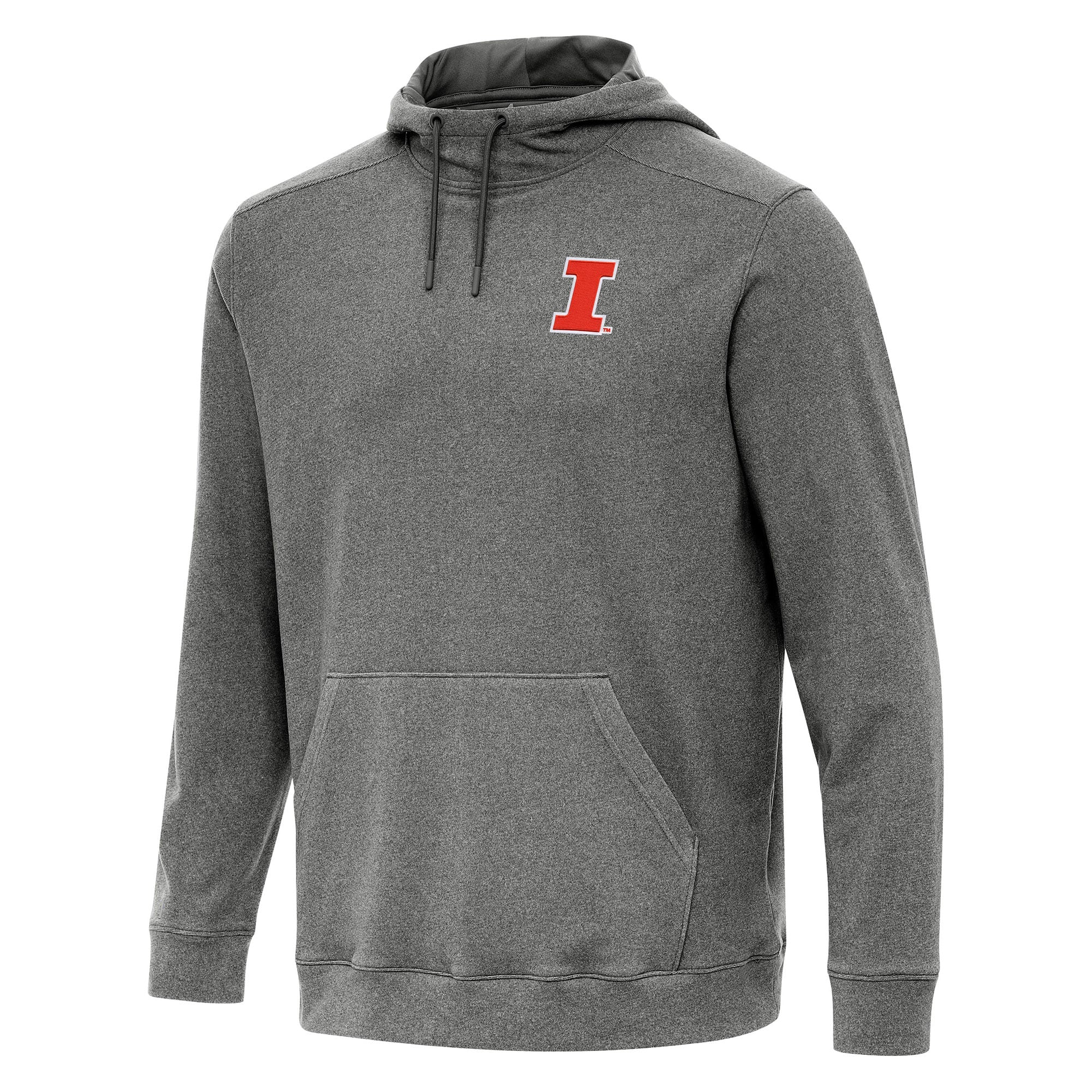 Men's Antigua Heather Charcoal Illinois Fighting Illini Cloud Pullover Hoodie
