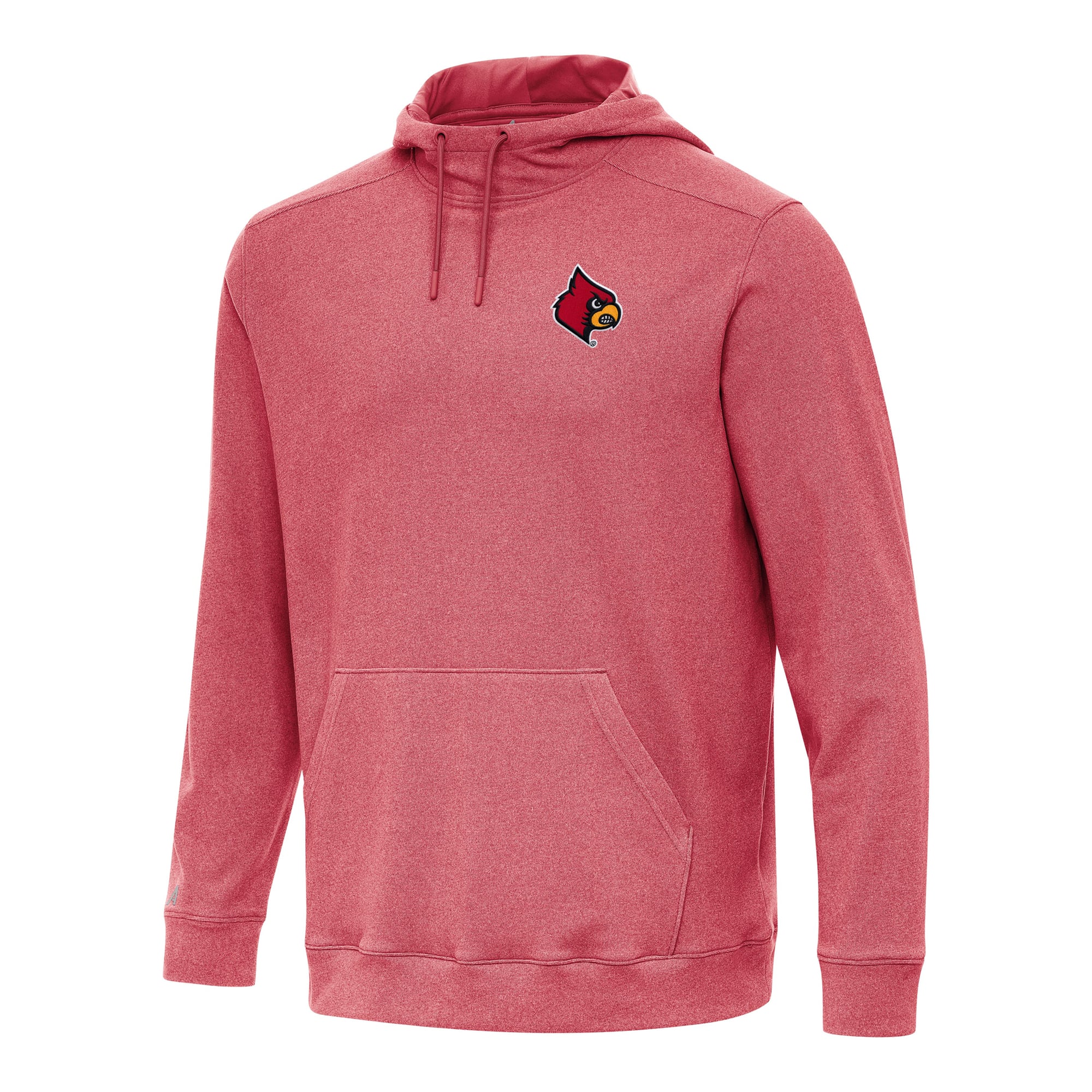 Men's Antigua Heather Red Louisville Cardinals Cloud Pullover Hoodie