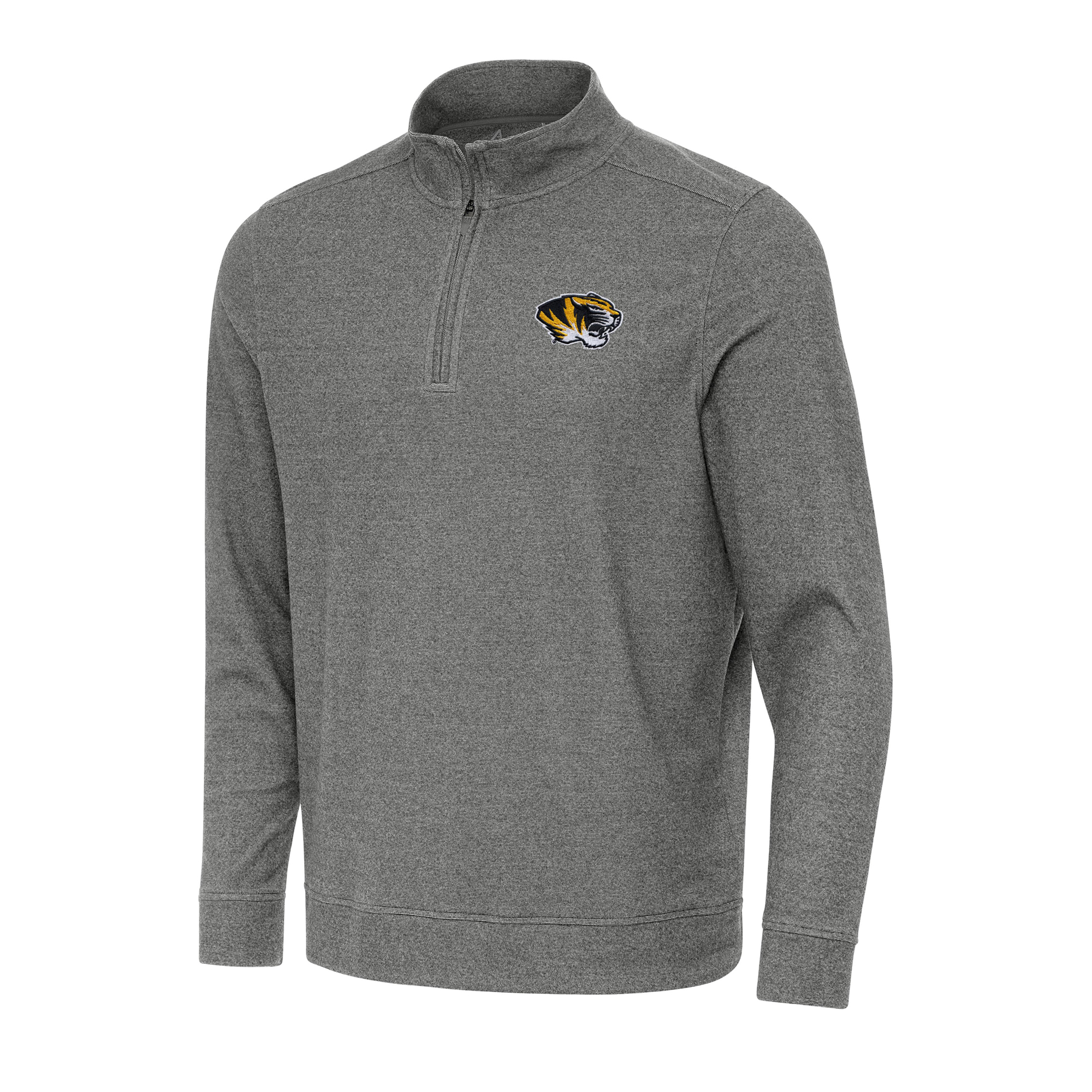Men’s Antigua Heather Charcoal Missouri Tigers Subtle Quarter-Zip Sweatshirt Men’s Antigua Heather Charcoal Missouri Tigers Subtle Quarter-Zip Sweatshirt