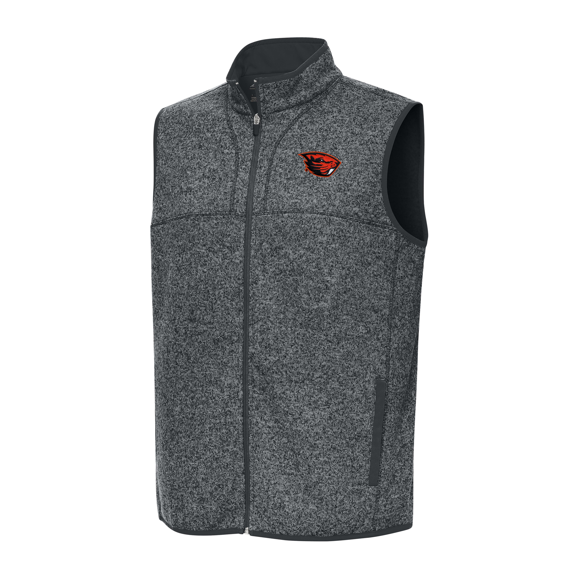 Men’s Antigua Heather Charcoal Oregon State Beavers Fortune Full-Zip Vest Men’s Antigua Heather Charcoal Oregon State Beavers Fortune Full-Zip Vest