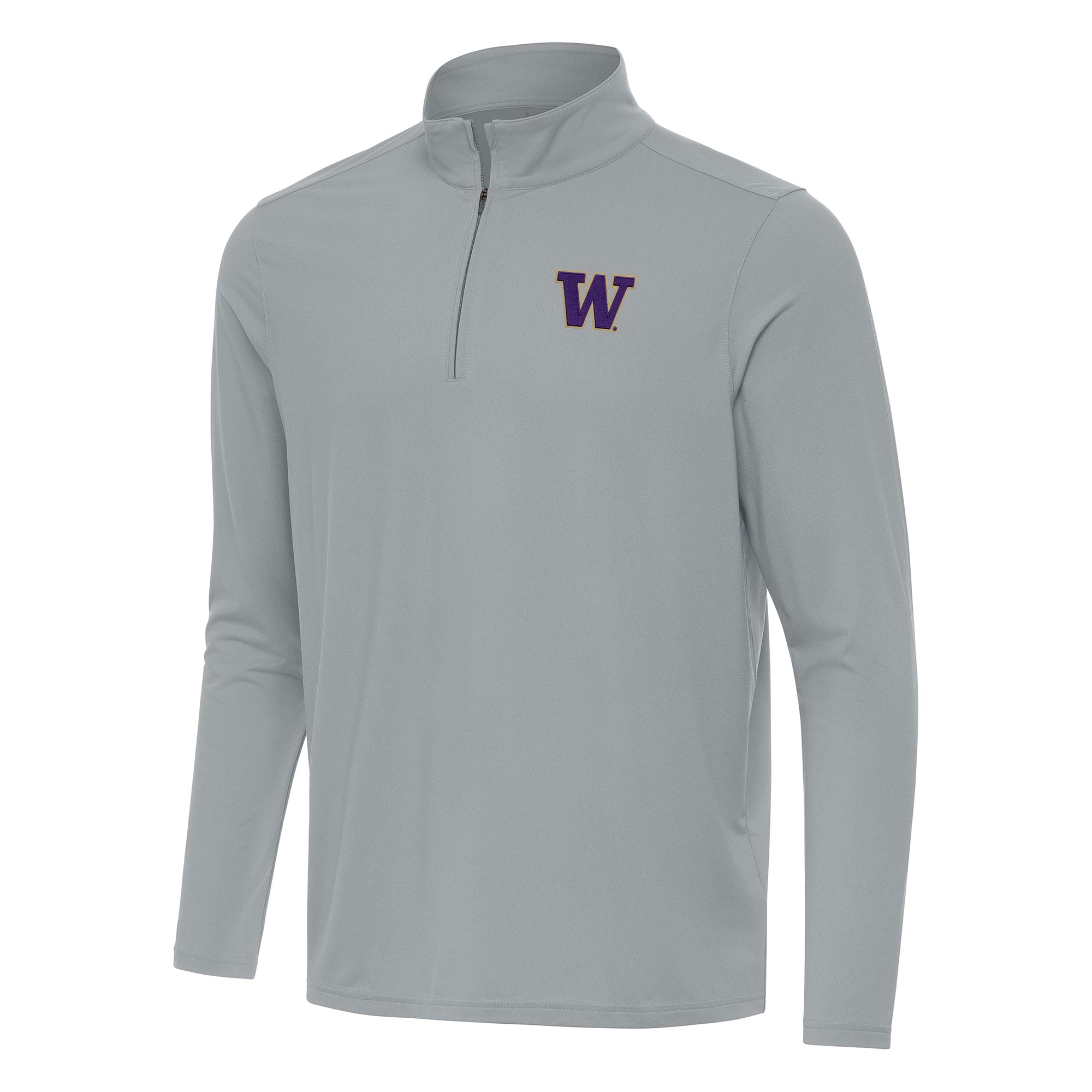Men's Antigua Gray Washington Huskies Intent Quarter-Zip Top