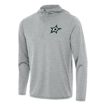 Men's Antigua Heather Gray Dallas Stars Tidy Quarter-Zip Hoodie
