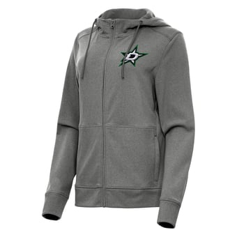 Women's Antigua Heather Black Dallas Stars Seeker Full-Zip Hoodie