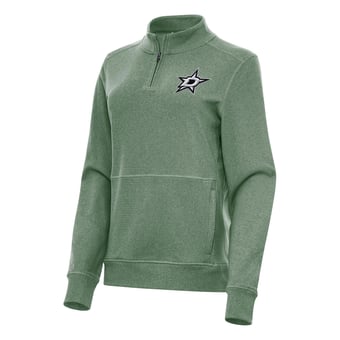 Women's Antigua Hunter Green Dallas Stars Crush Quarter-Zip Fleece Sweatshirt