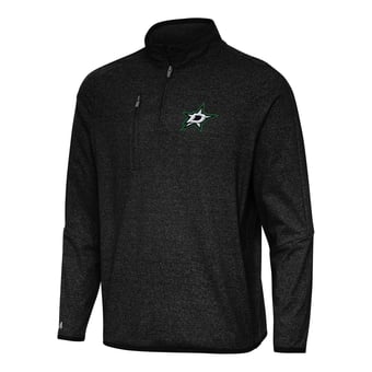 Men's Antigua Heather Black Dallas Stars Certain Quarter-Zip Tri-Blend Sweatshirt