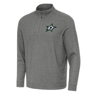 Men's Antigua Heather Black Dallas Stars Subtle Quarter-Zip Sweatshirt