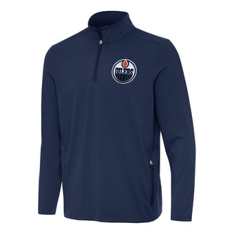 Men's Antigua Navy Edmonton Oilers Perilous Quarter-Zip Sweatshirt