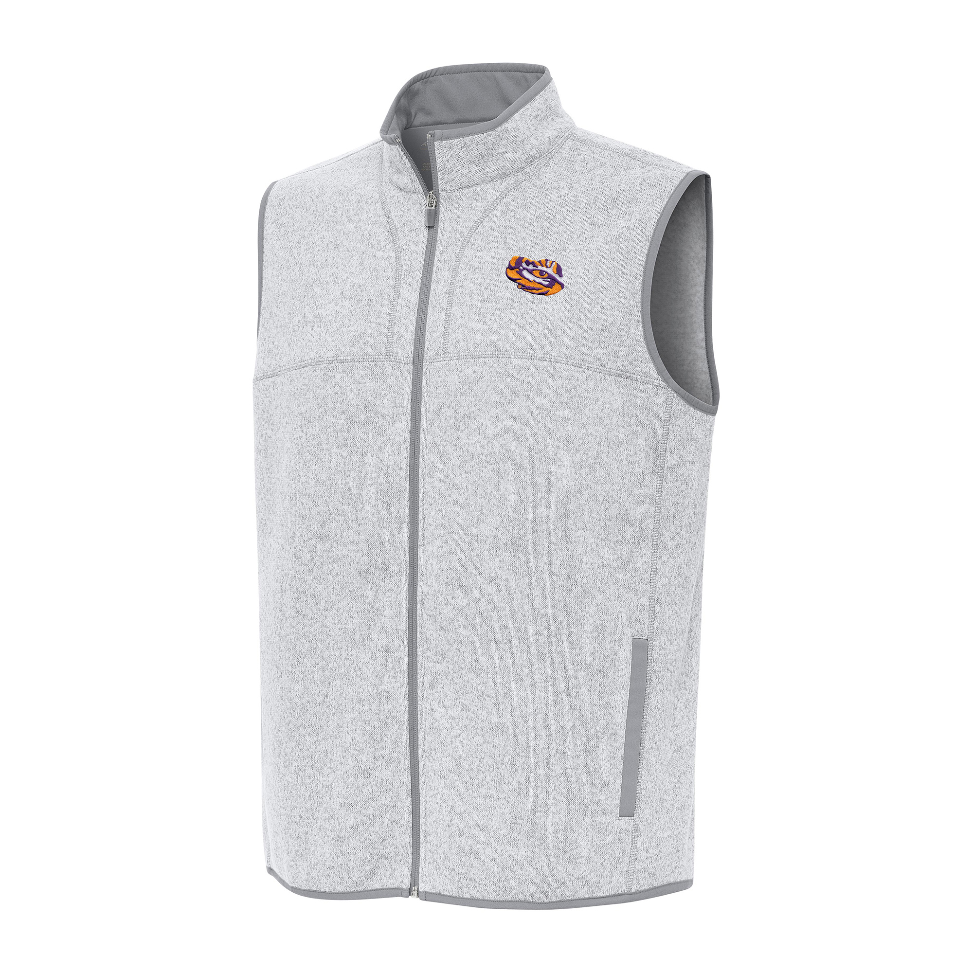 Men’s Antigua Heather Gray LSU Tigers Fortune Full-Zip Vest Men’s Antigua Heather Gray LSU Tigers Fortune Full-Zip Vest