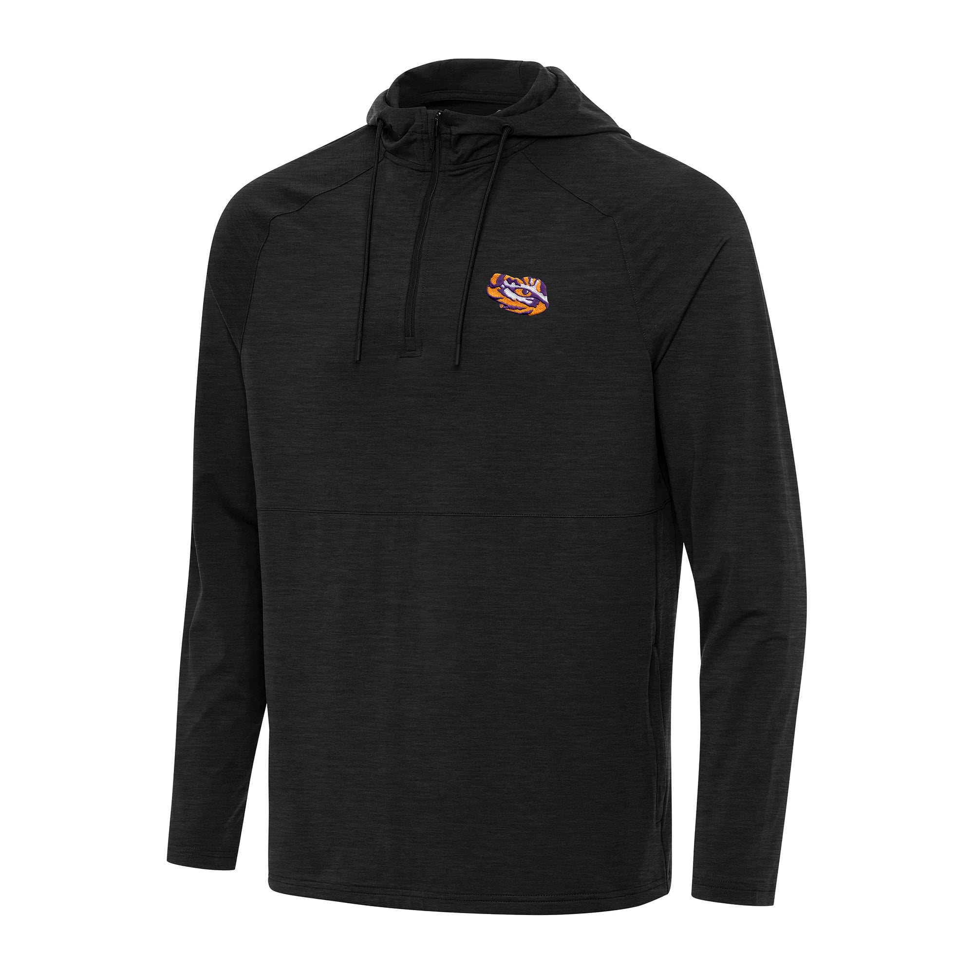 Men's Antigua Heather Black LSU Tigers Spikes Quarter-Zip Hoodie