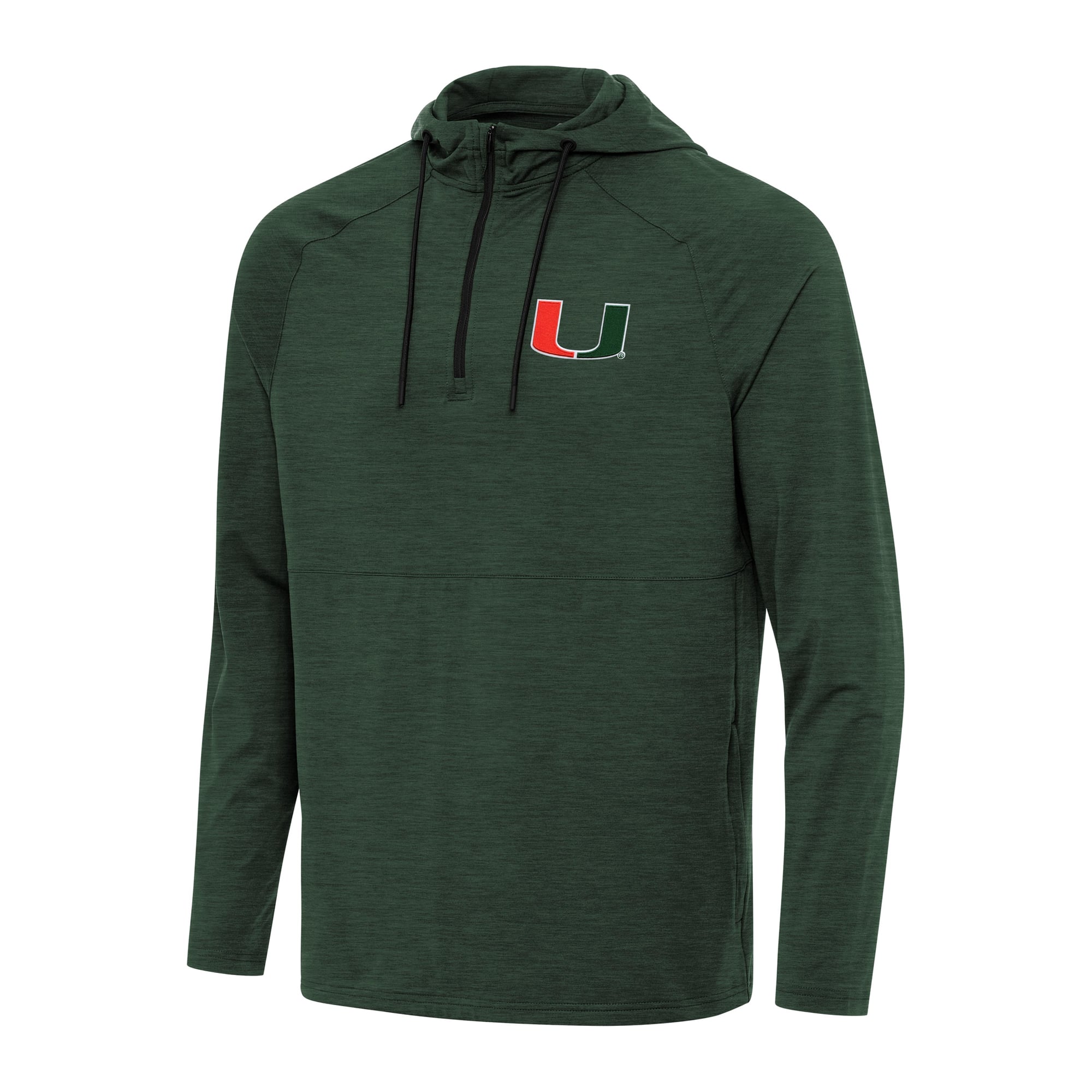 Men's Antigua Hunter Green Miami Hurricanes Spikes Quarter-Zip Hoodie