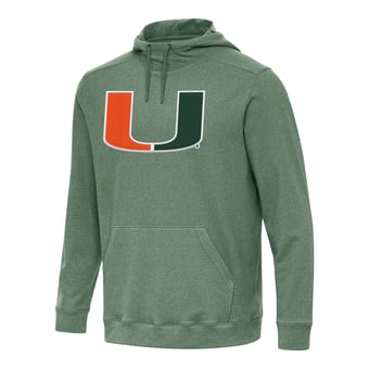 Men's Antigua Hunter Green Miami Hurricanes Cloud Pullover Hoodie