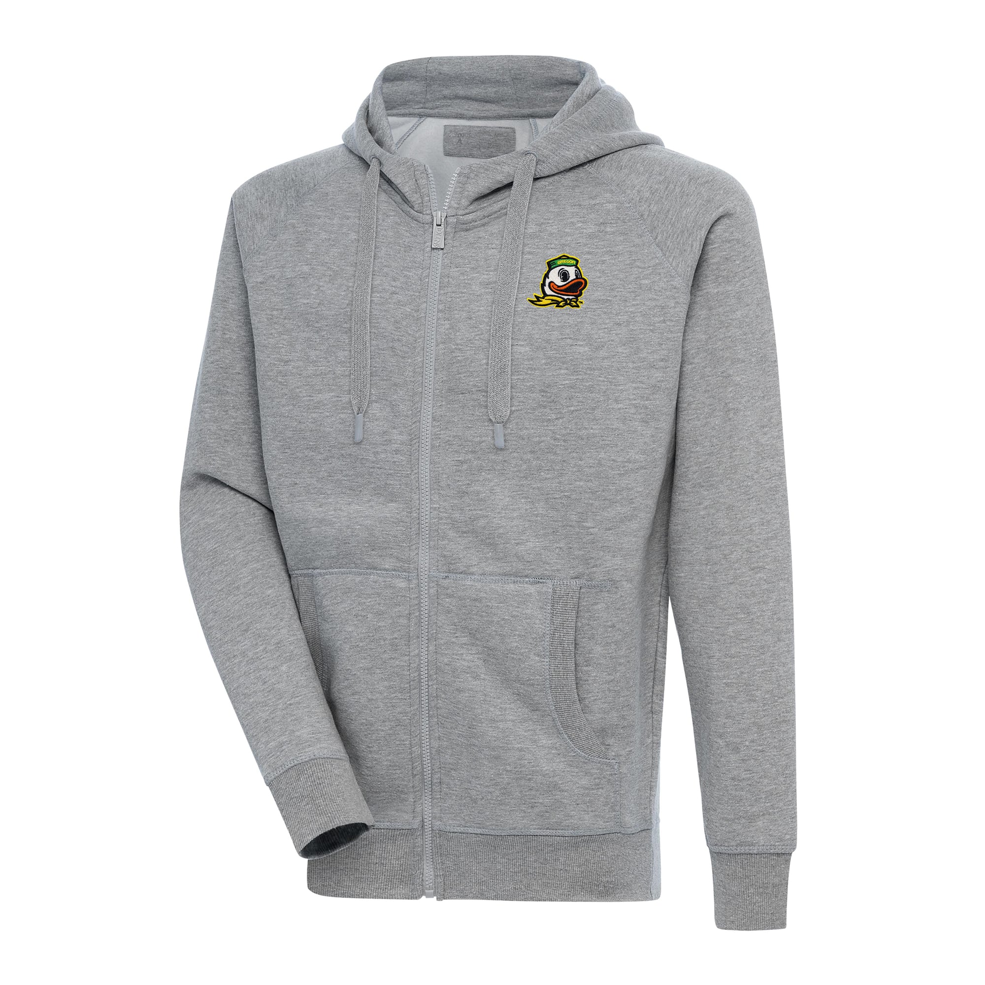 Men's Antigua Heather Gray Oregon Ducks Big & Tall Victory Full-Zip Hoodie