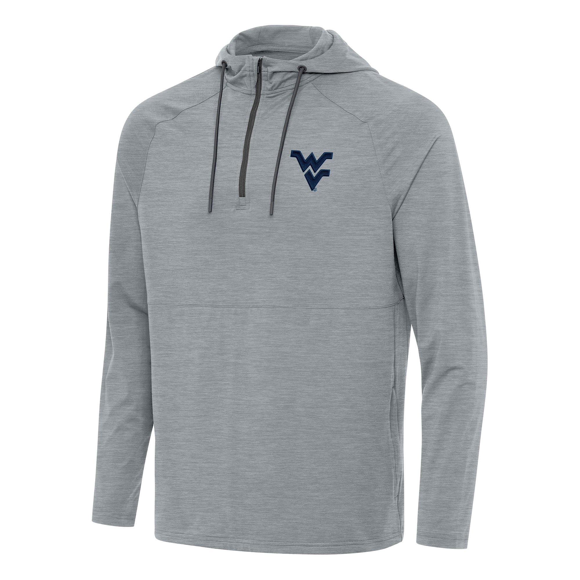 Men's Antigua Heather Gray West Virginia Mountaineers Spikes Quarter-Zip Hoodie