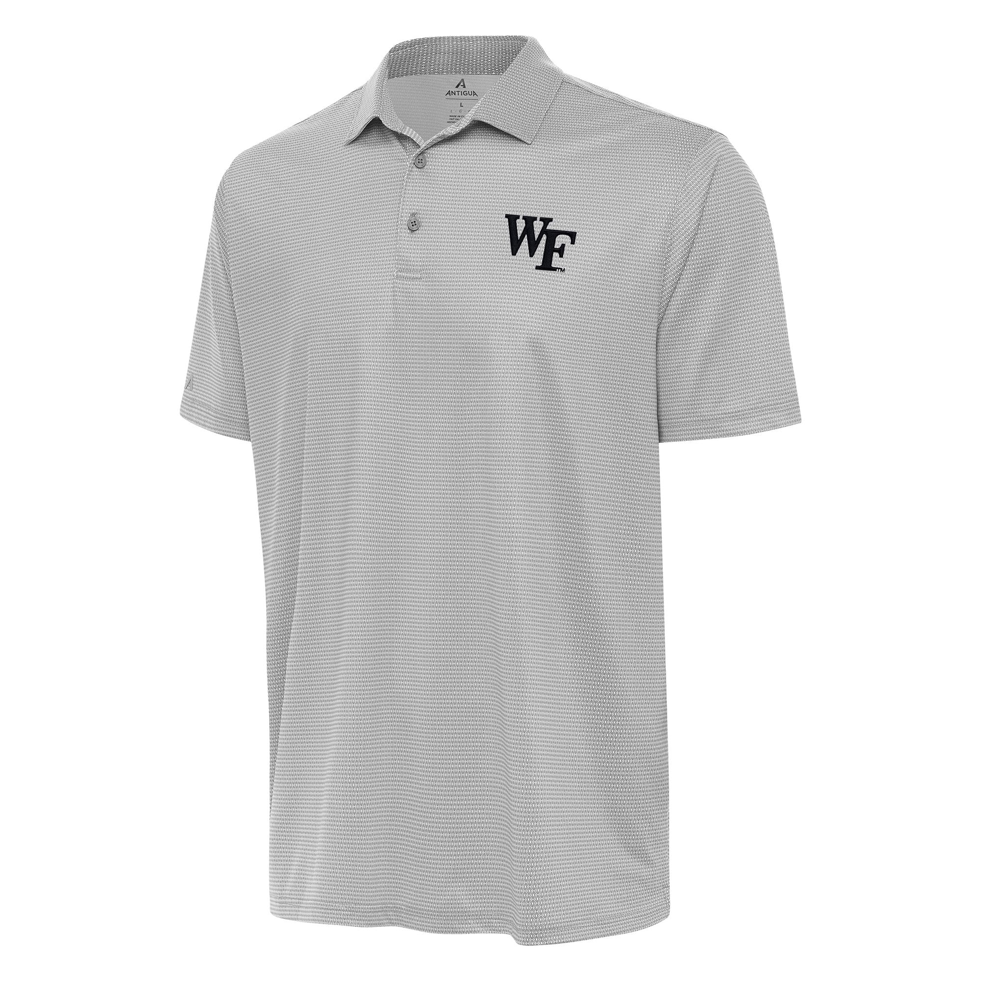 Men's Antigua Gray/White Wake Forest Demon Deacons Rings Polo