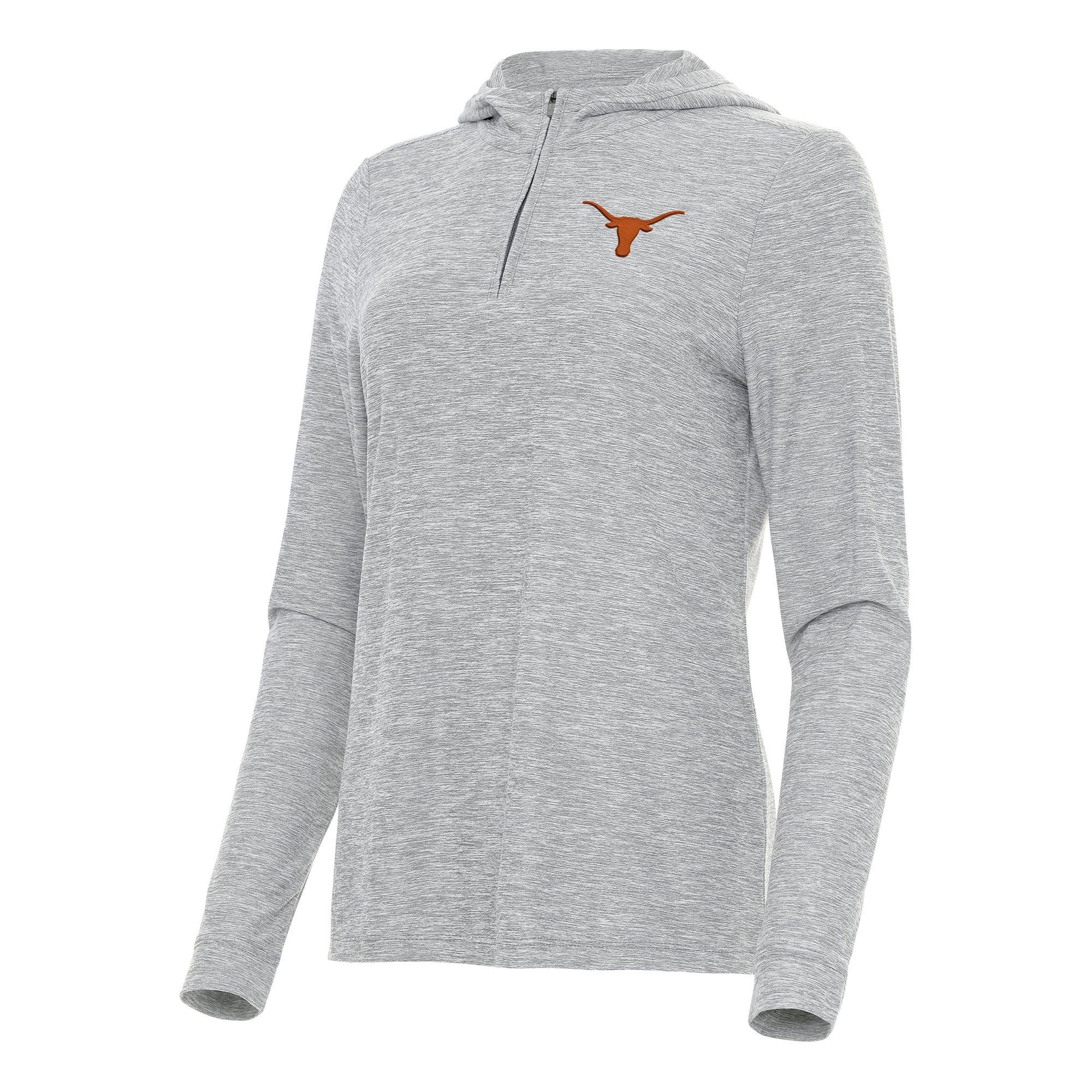 Women's Antigua  Heather Gray Texas Longhorns Daybreak Quarter-Zip Hoodie