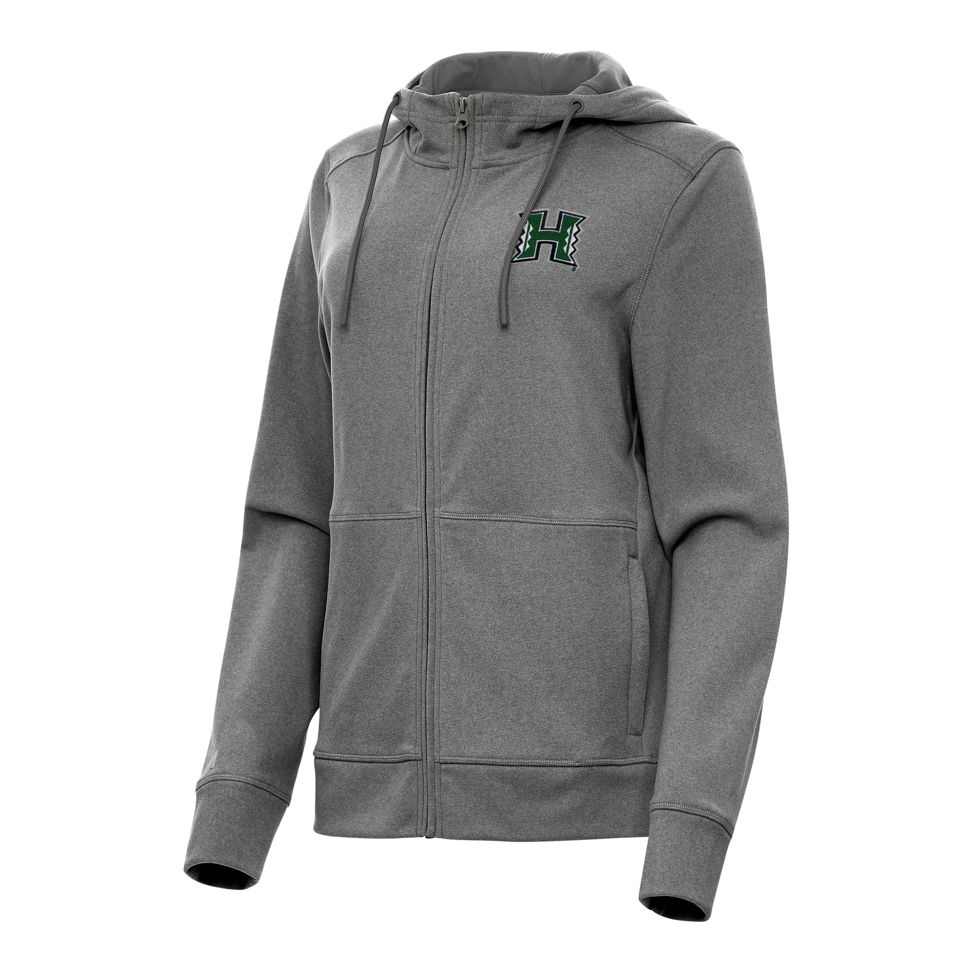 Women's Antigua Heather Black Hawaii Rainbow Warriors Seeker Full-Zip Hoodie