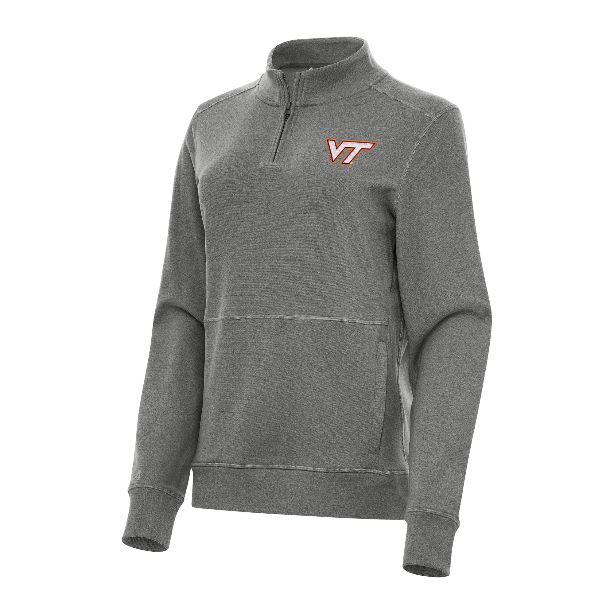 Women’s Antigua Heather Black Virginia Tech Hokies Crush Quarter-Zip Fleece Sweatshirt