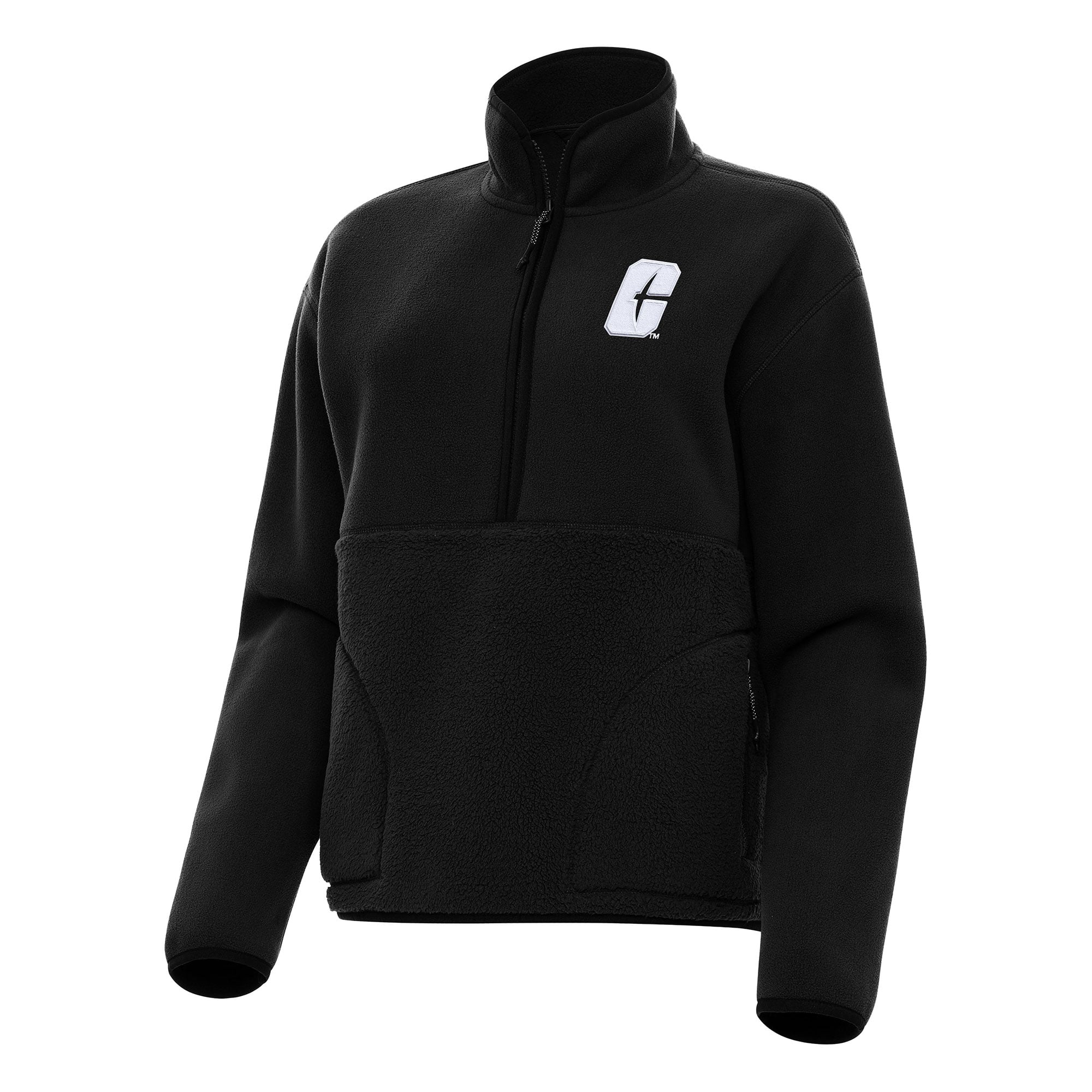 Women's Antigua Black Charlotte 49ers Figure Half-Zip Pullover Sweatshirt