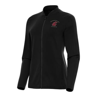 Women's Antigua Black Washington State Cougars Continual Full-Zip Jacket