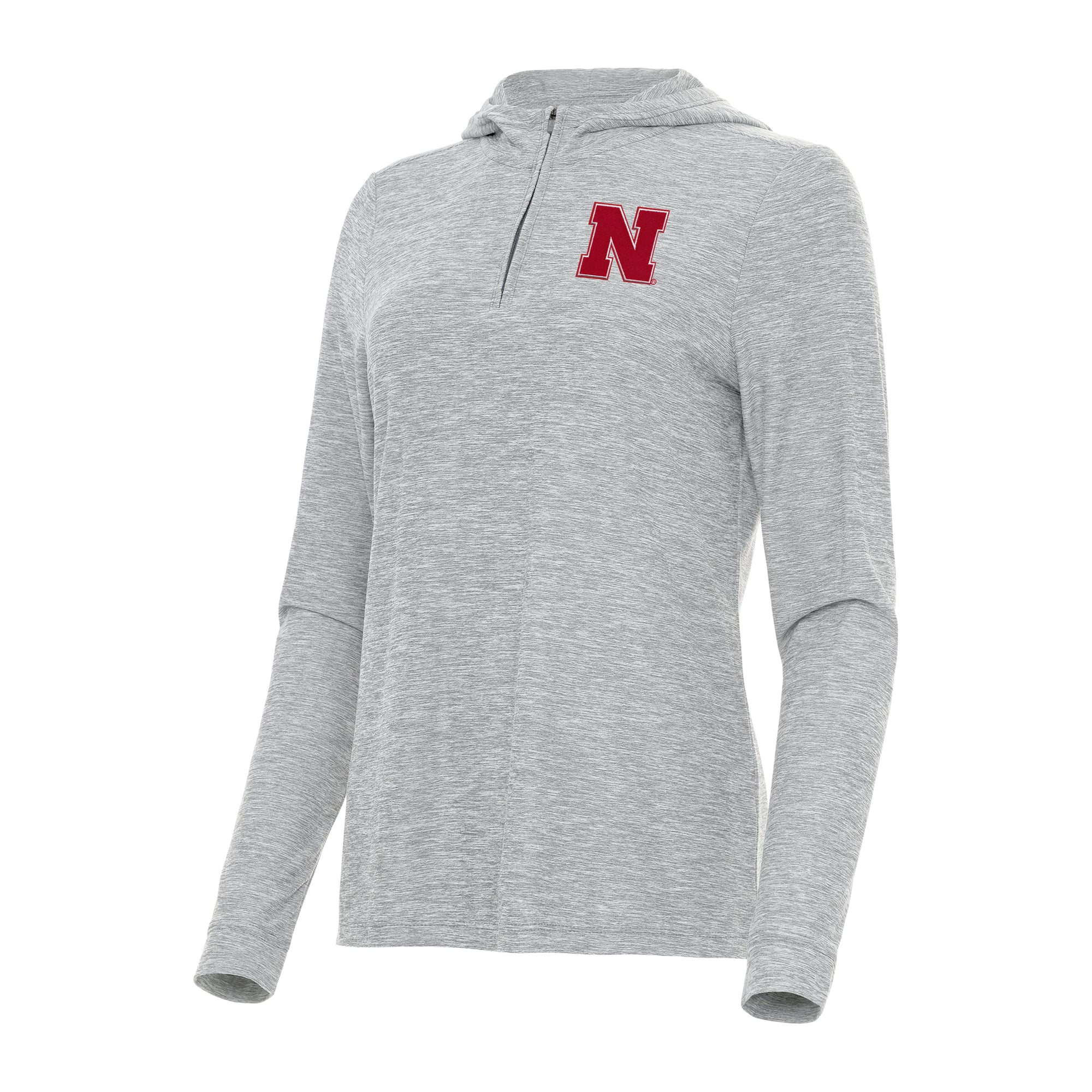 Women's Antigua  Heather Gray Nebraska Huskers Daybreak Quarter-Zip Hoodie