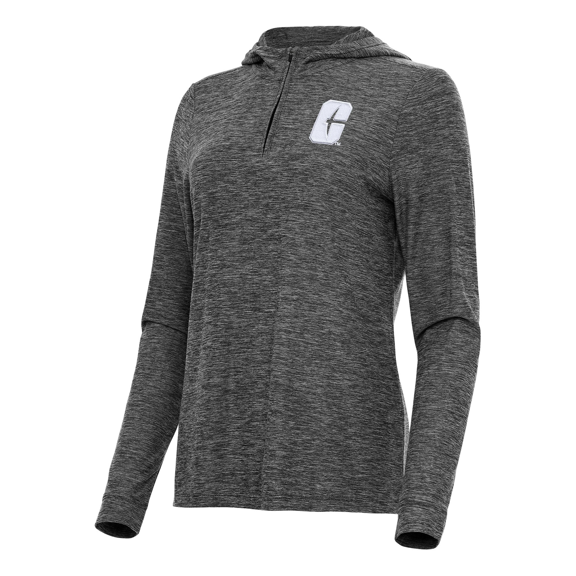 Women's Antigua  Heather Black Charlotte 49ers Daybreak Quarter-Zip Hoodie