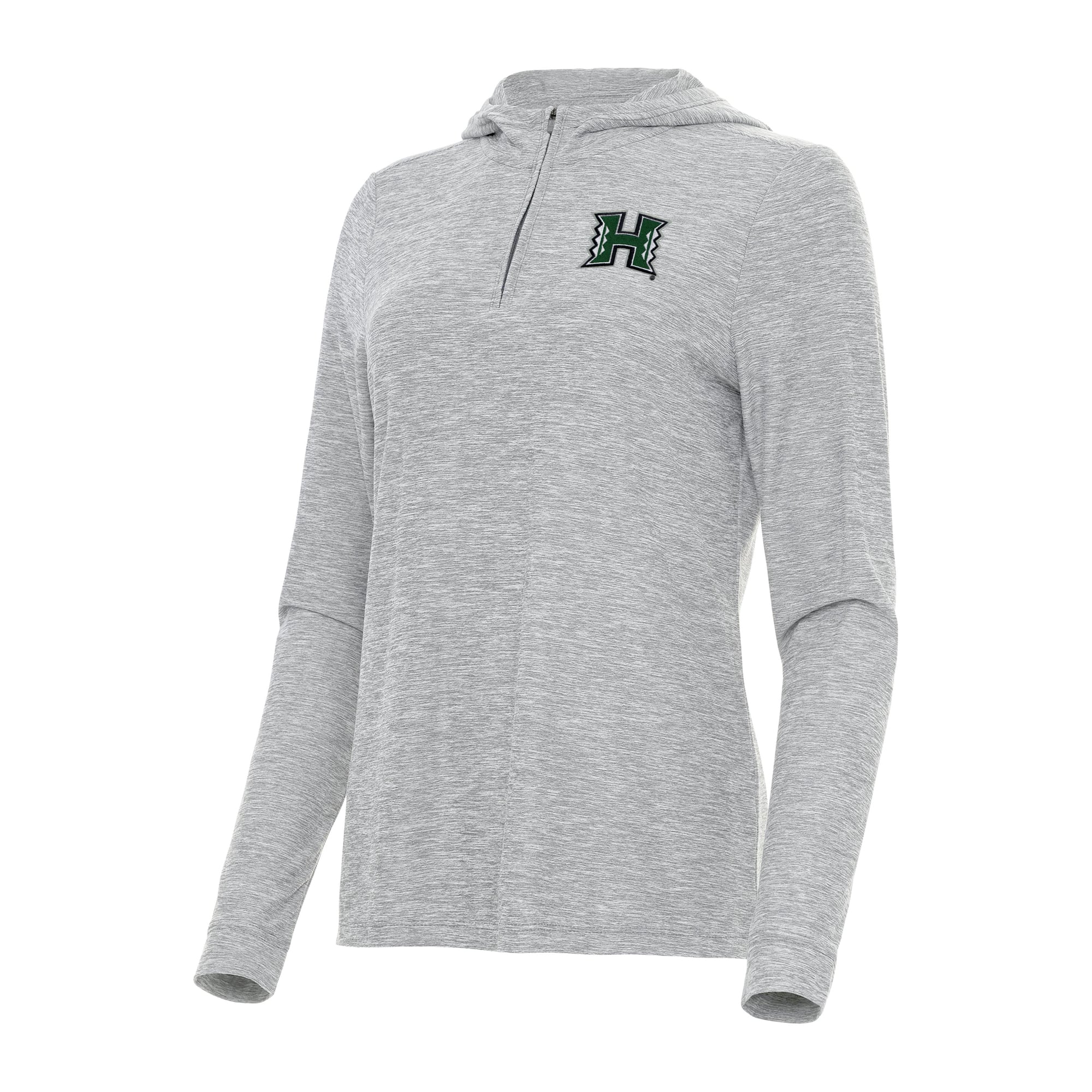 Women's Antigua  Heather Gray Hawaii Rainbow Warriors Daybreak Quarter-Zip Hoodie