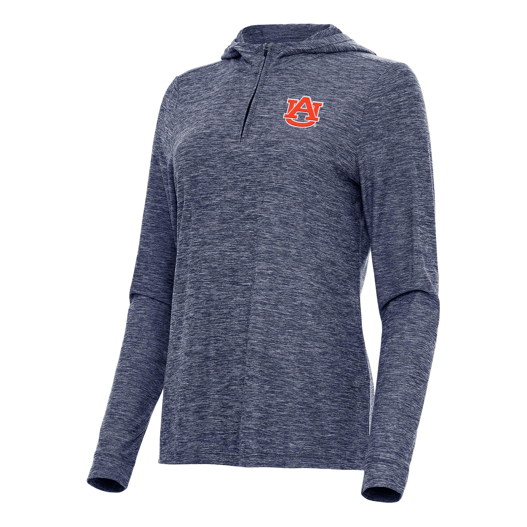 Women's Antigua  Heather Navy Auburn Tigers Daybreak Quarter-Zip Hoodie