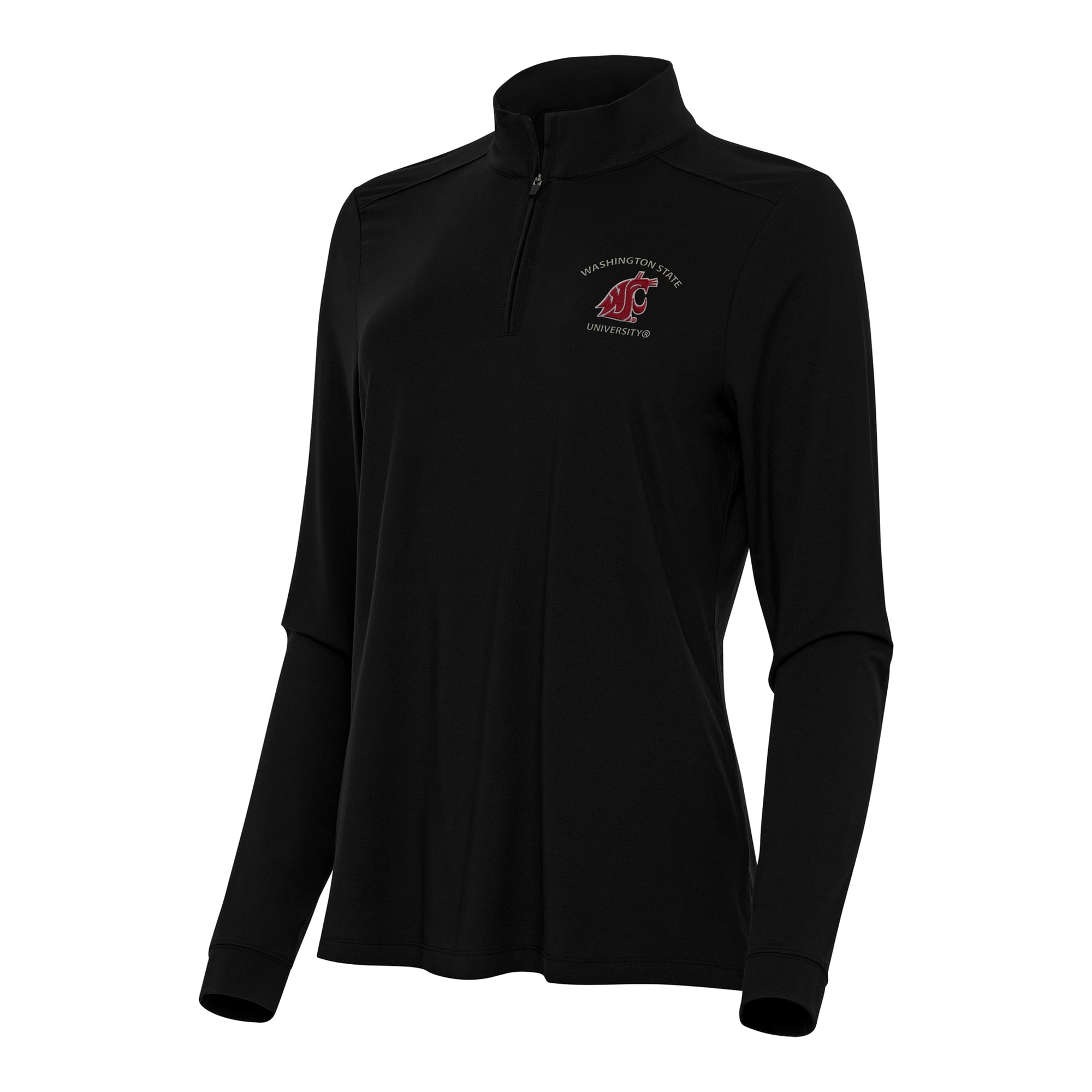 Women's Antigua Black Washington State Cougars Intent Quarter-Zip Top