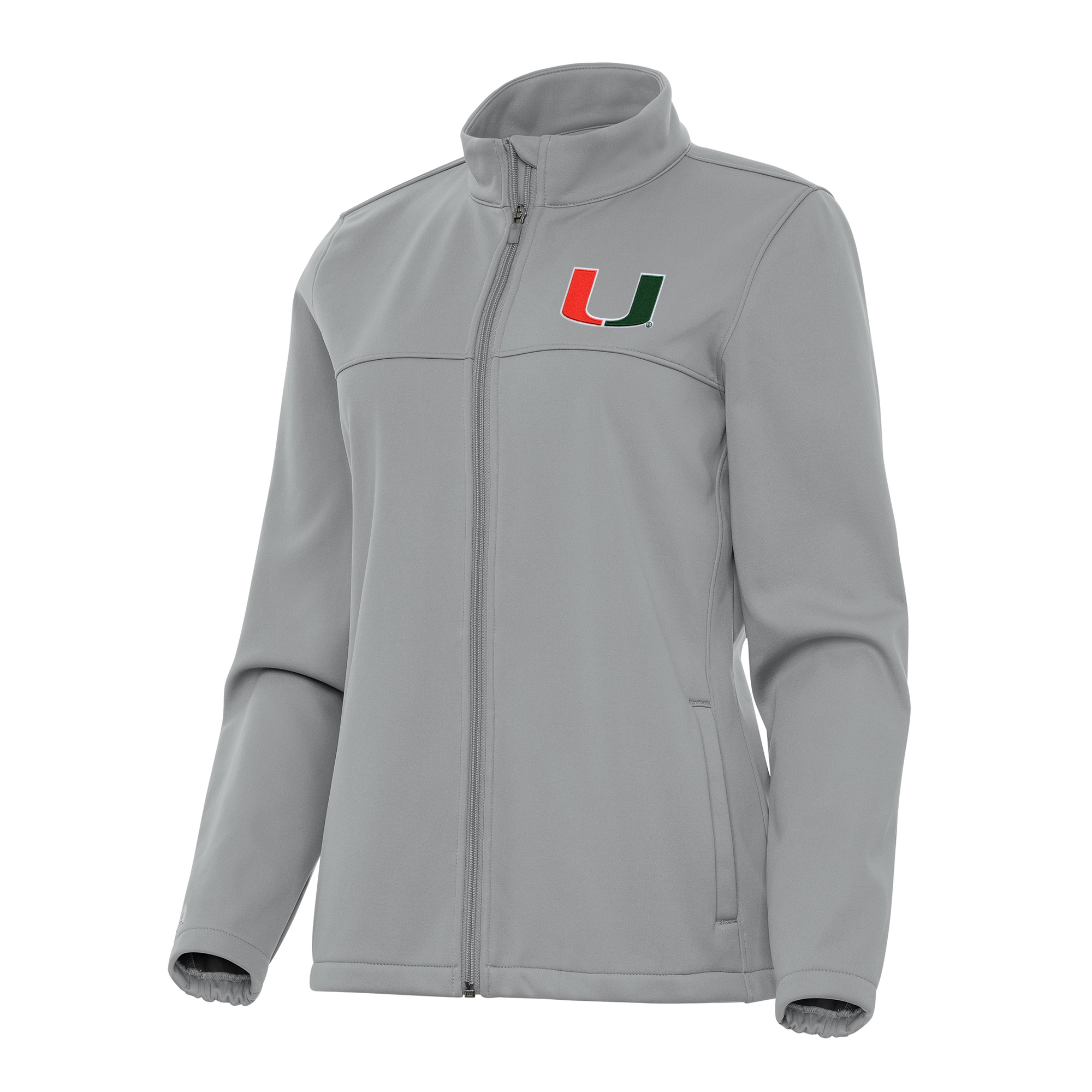 Women’s Antigua Gray Miami Hurricanes Links 2 Golf Full-Zip Jacket