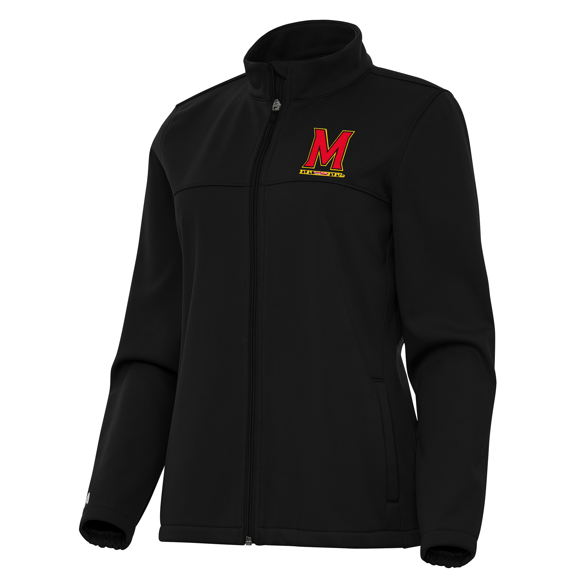 Women’s Antigua Black Maryland Terrapins Links 2 Golf Full-Zip Jacket