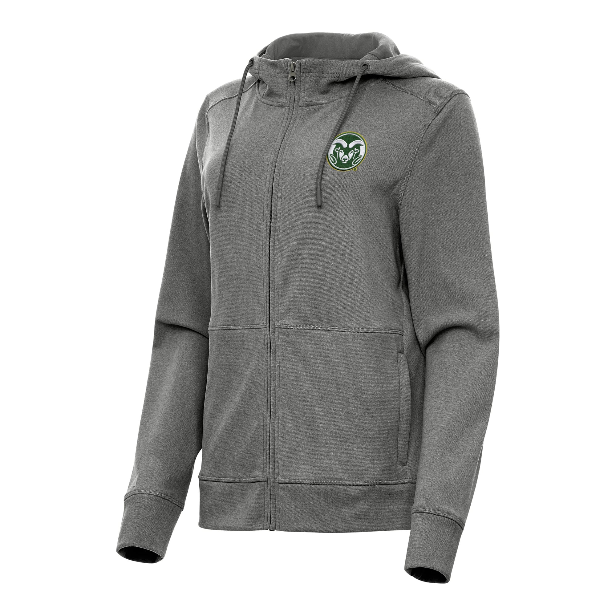 Women's Antigua Heather Black Colorado State Rams Seeker Full-Zip Hoodie