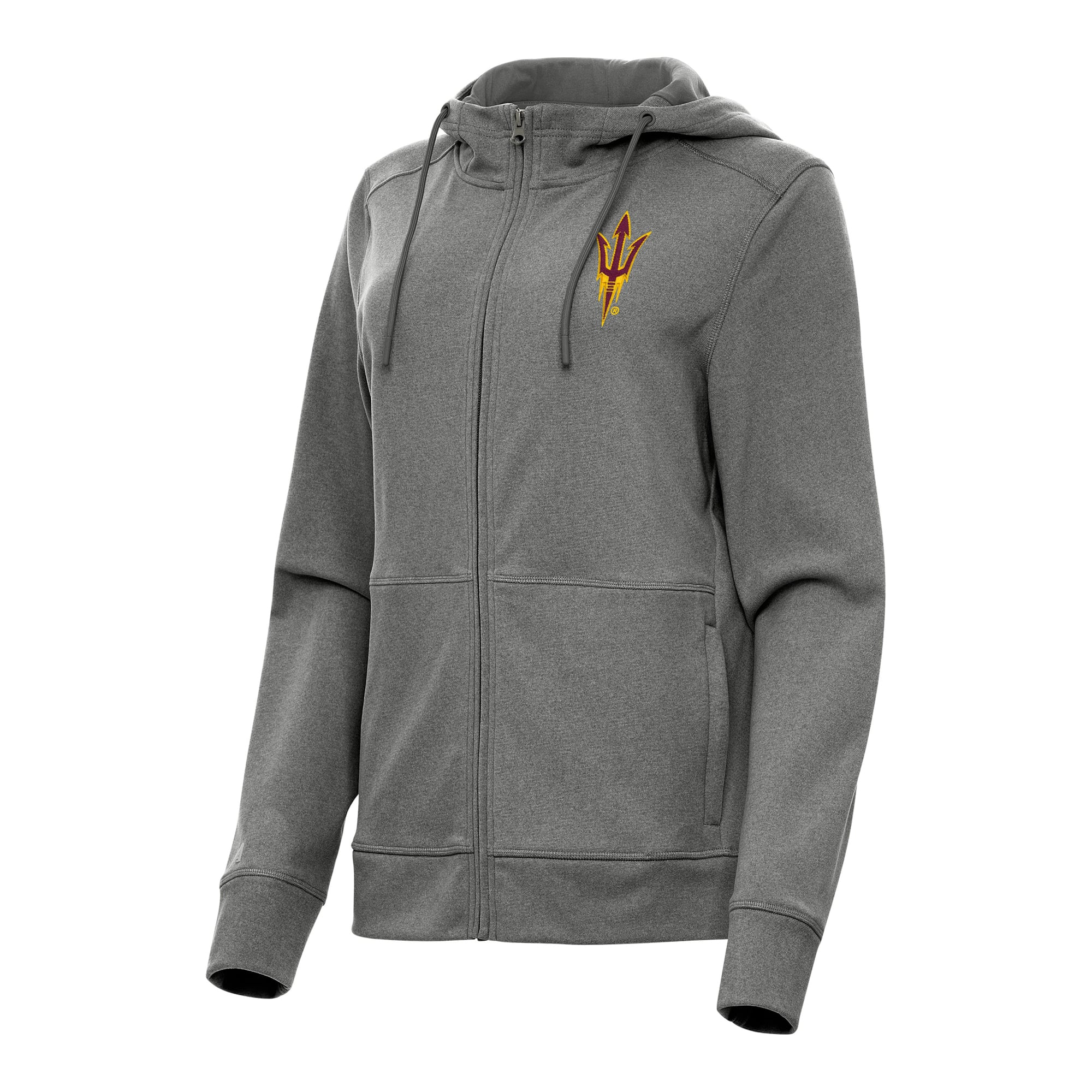 Women's Antigua Heather Black Arizona State Sun Devils Seeker Full-Zip Hoodie