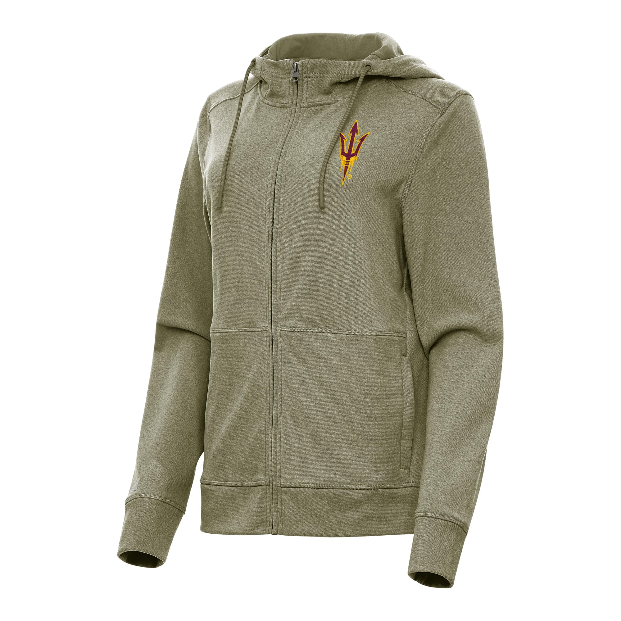 Women's Antigua Olive Arizona State Sun Devils Seeker Full-Zip Hoodie