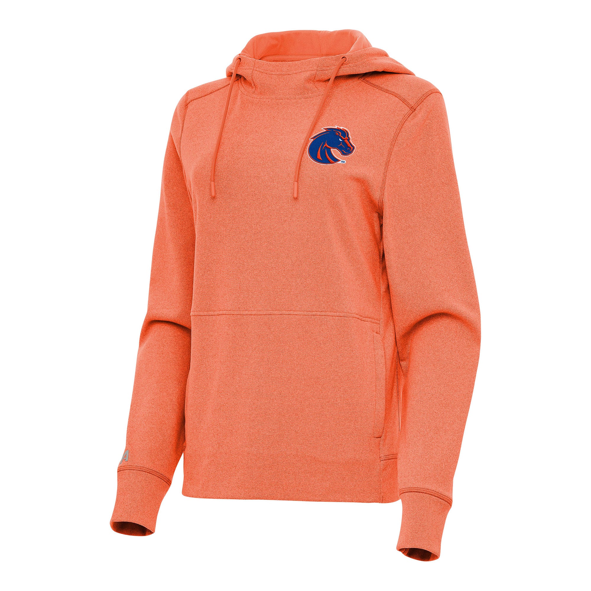 Women's Antigua Heather Orange Boise State Broncos Justice Pullover Hoodie