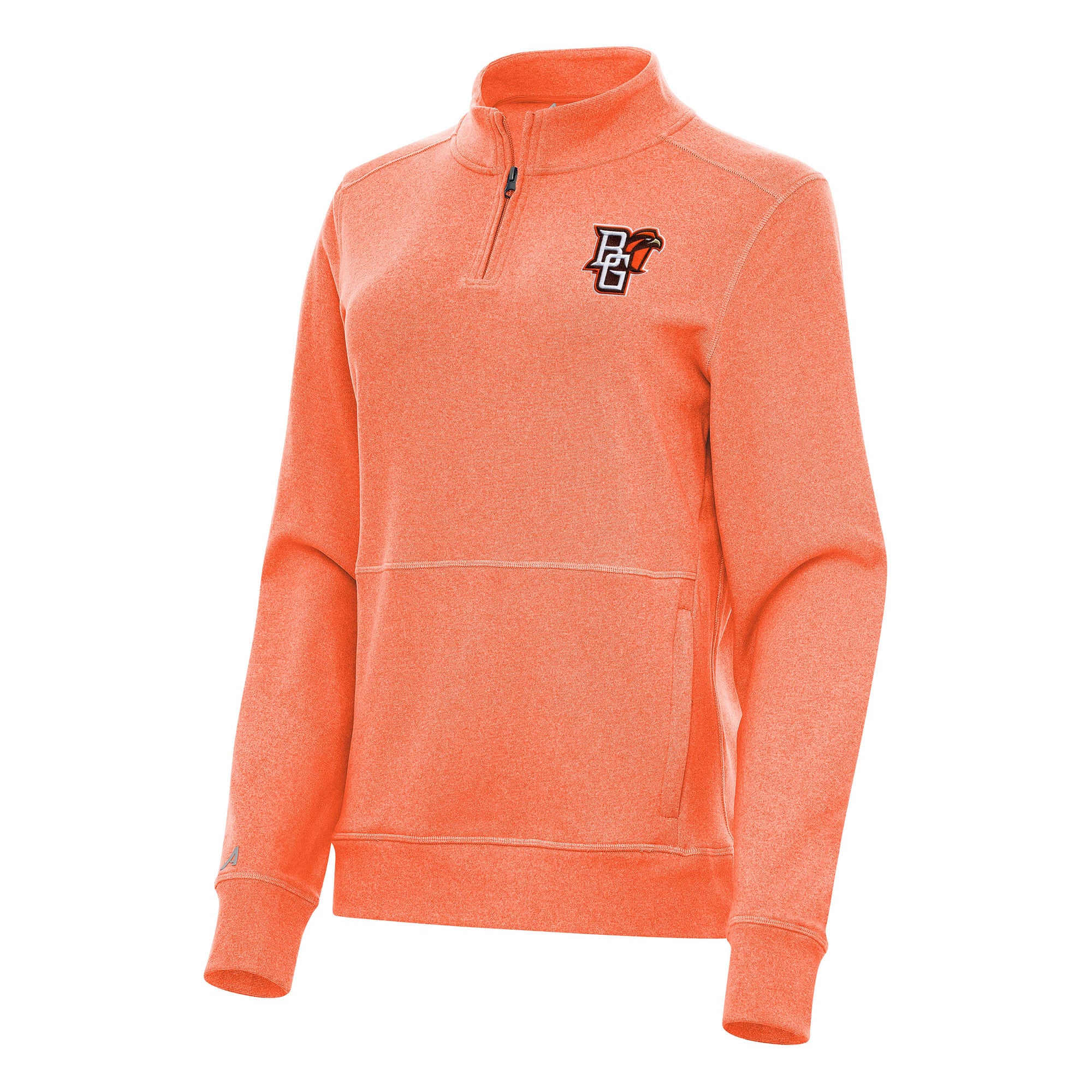 Women's Antigua Heather Orange Bowling Green St. Falcons Crush Quarter-Zip Fleece Sweatshirt