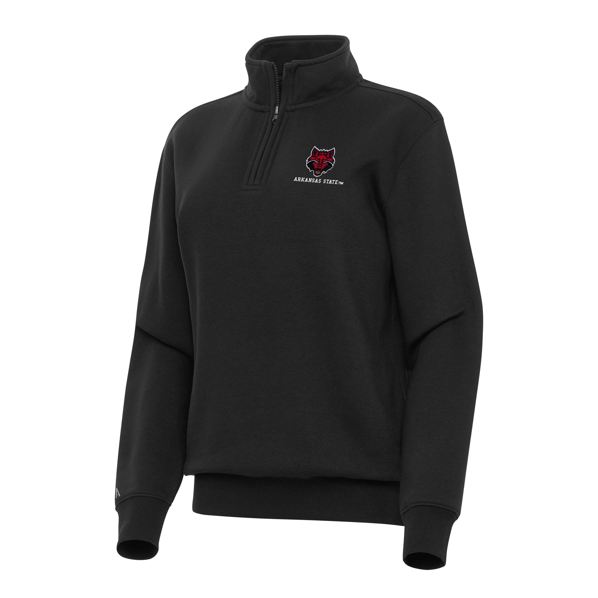 Women's Antigua Black Arkansas State Red Wolves Victory Quarter-Zip Sweatshirt