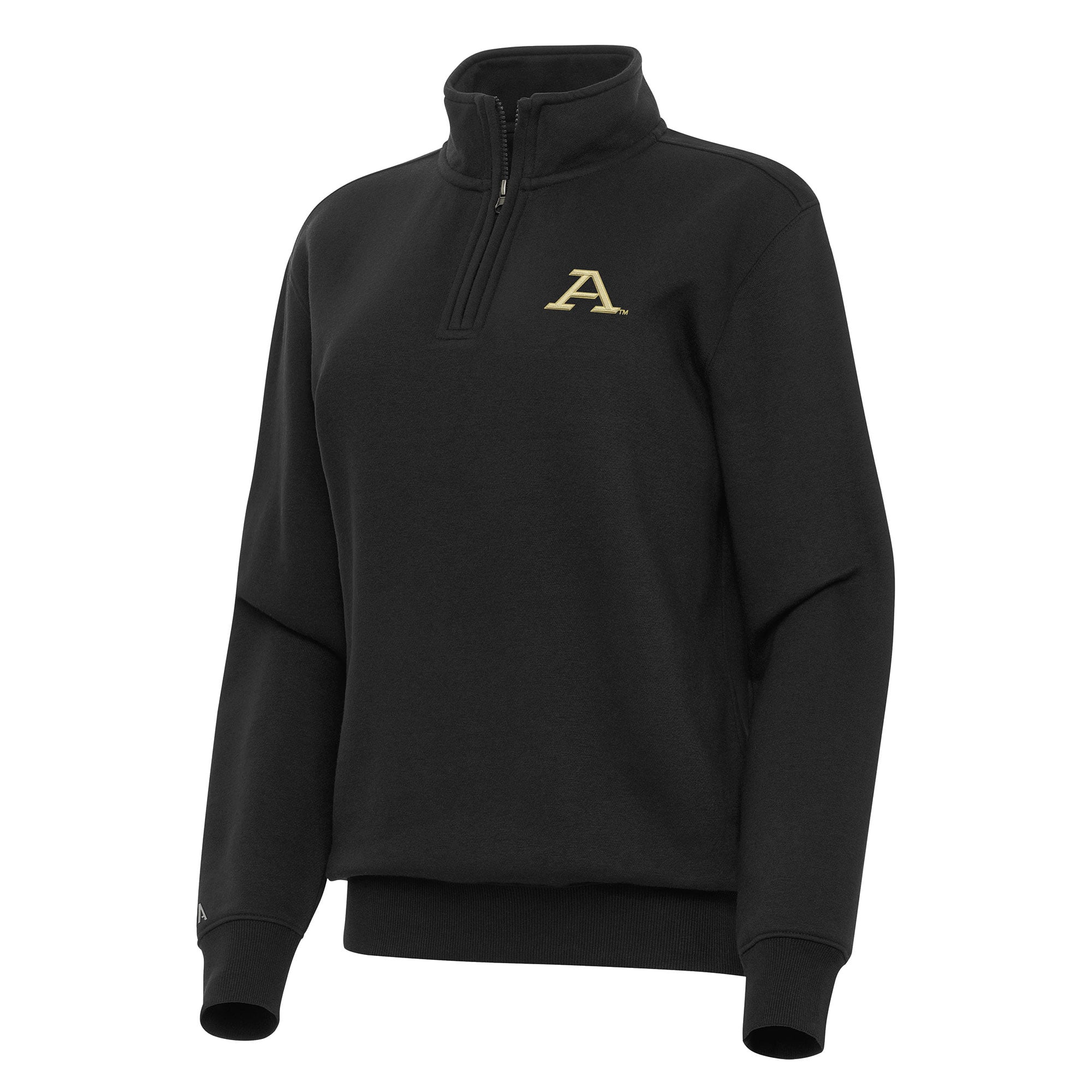 Women's Antigua Black Akron Zips Victory Quarter-Zip Sweatshirt