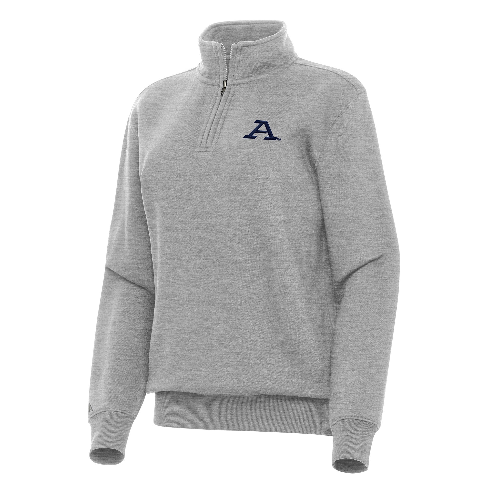 Women's Antigua Heather Gray Akron Zips Victory Quarter-Zip Sweatshirt