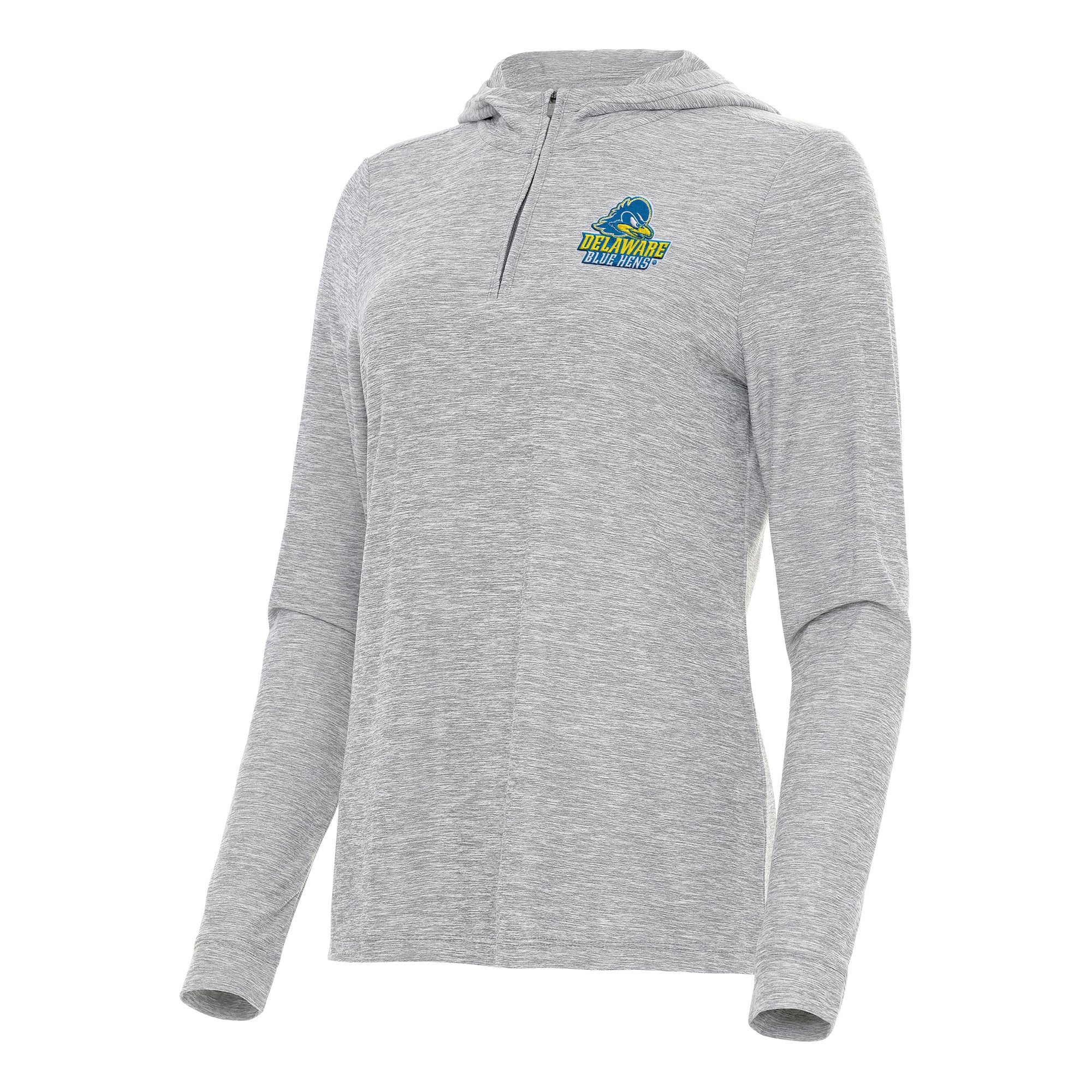 Women's Antigua  Heather Gray Delaware Fightin' Blue Hens Daybreak Quarter-Zip Hoodie