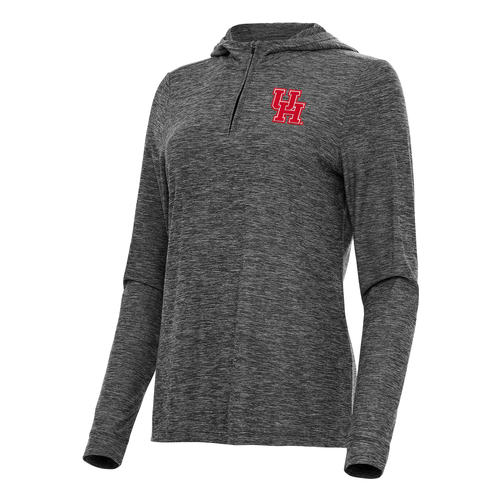 Women's Antigua  Heather Black Houston Cougars Daybreak Quarter-Zip Hoodie