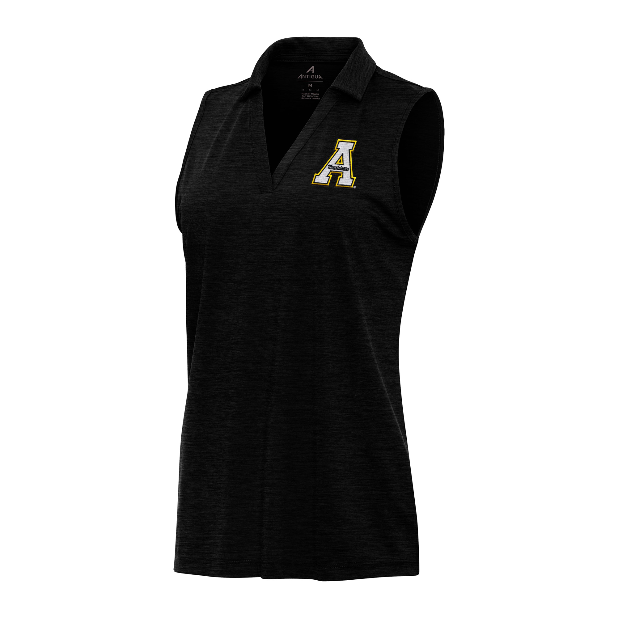 Women’s Antigua Heather Black Appalachian State Mountaineers Layout Sleeveless V-Neck Polo Women’s Antigua Heather Black Appalachian State Mountaineers Layout Sleeveless V-Neck Polo