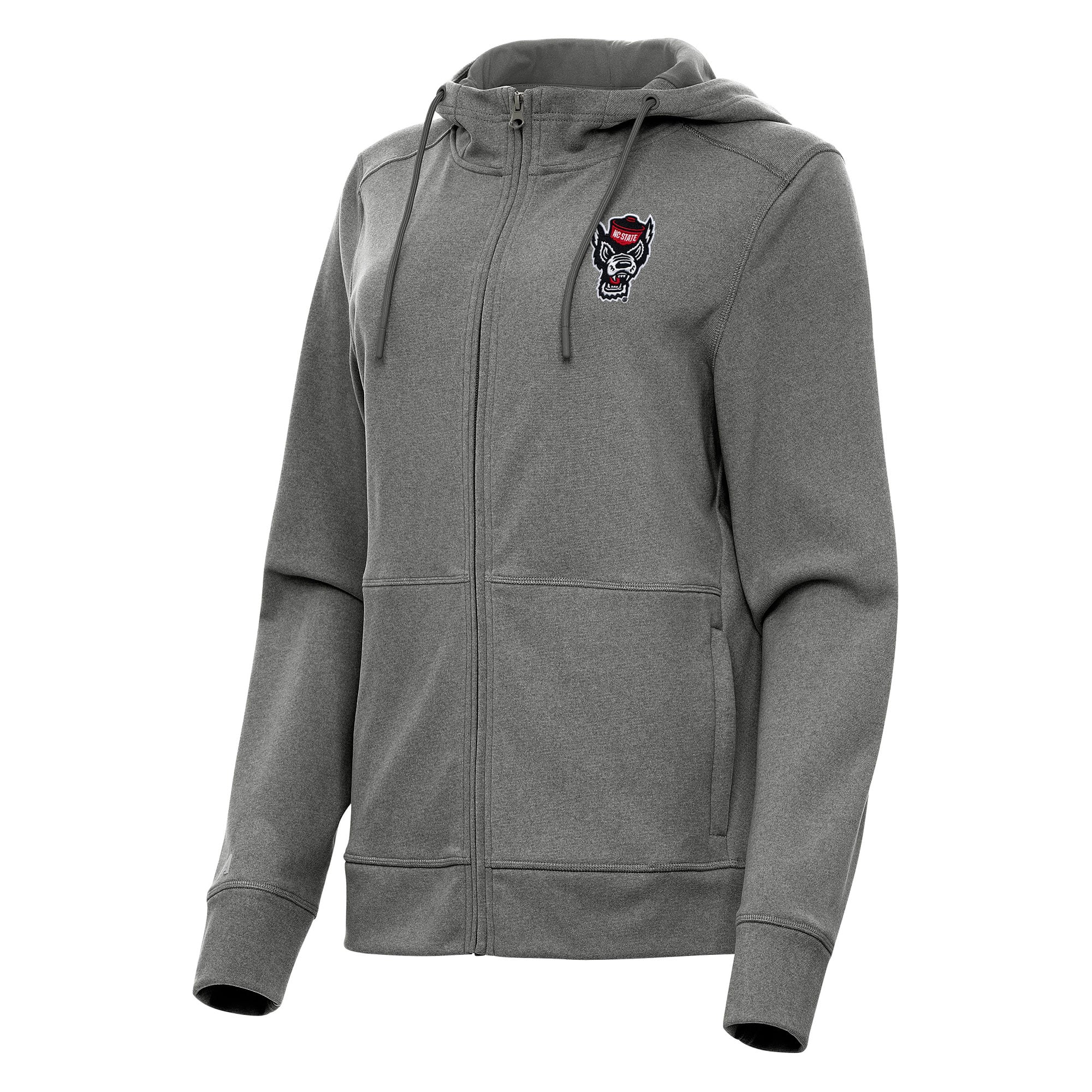 Women's Antigua Heather Black NC State Wolfpack Seeker Full-Zip Hoodie