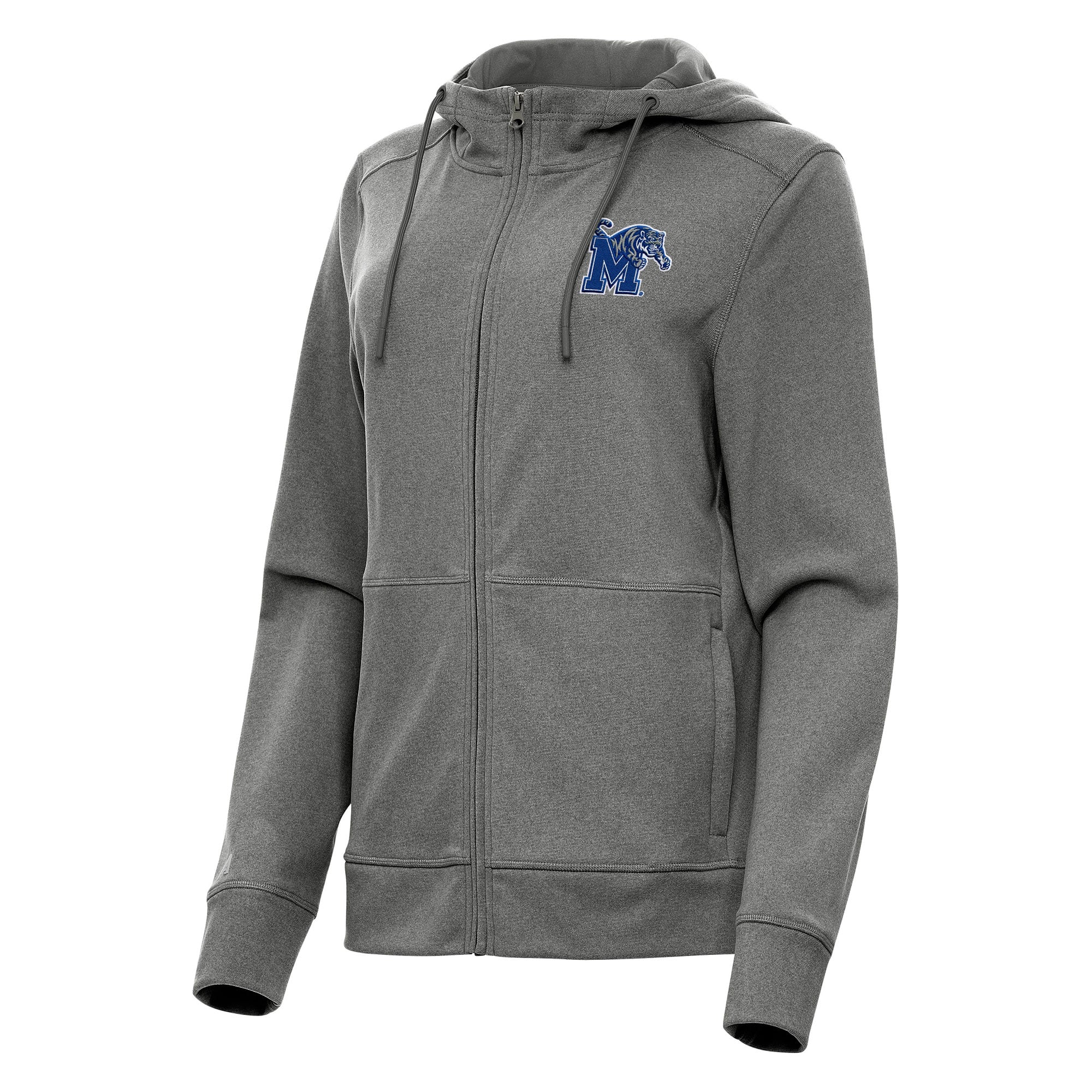Women's Antigua Heather Black Memphis Tigers Seeker Full-Zip Hoodie