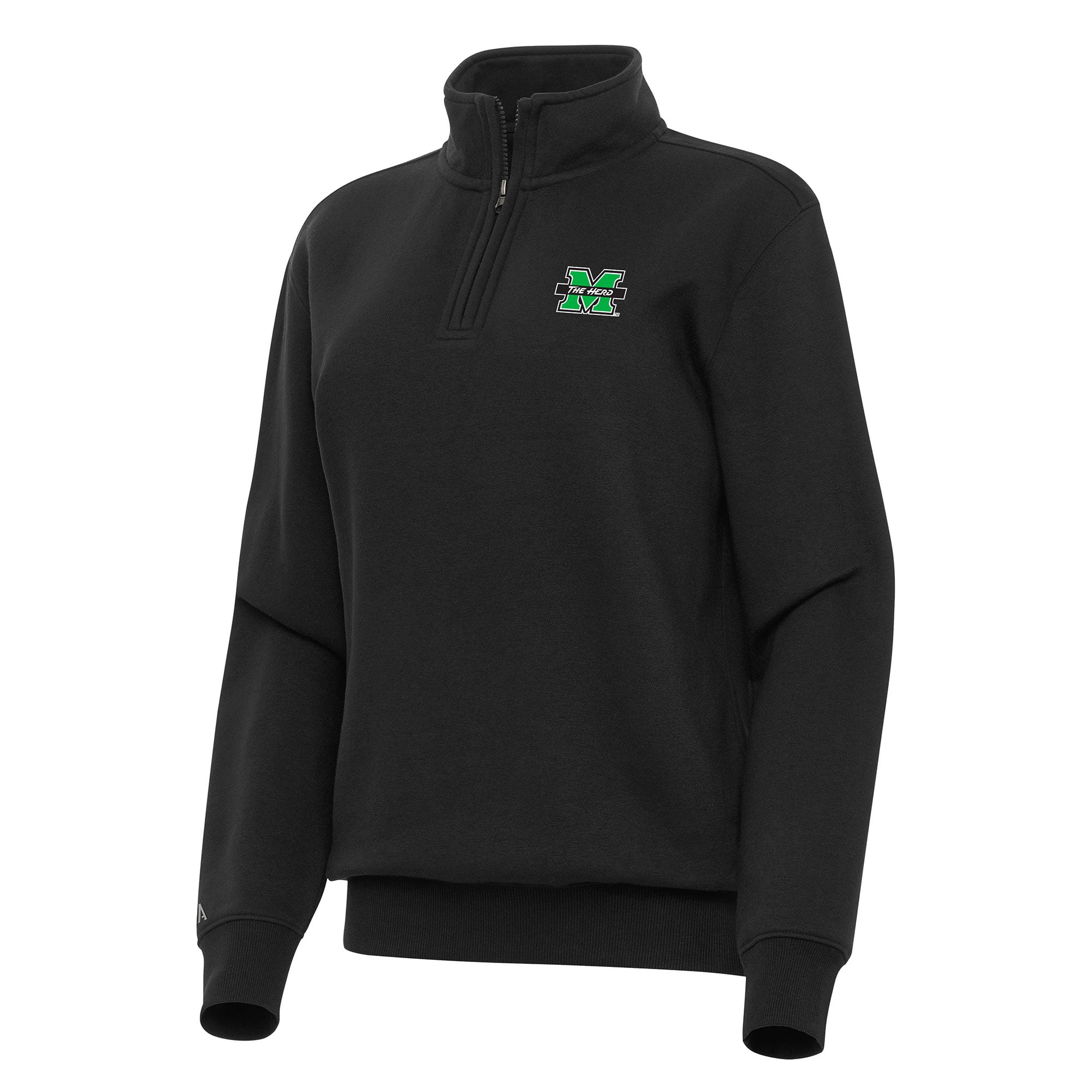 Women's Antigua Black Marshall Thundering Herd Victory Quarter-Zip Sweatshirt