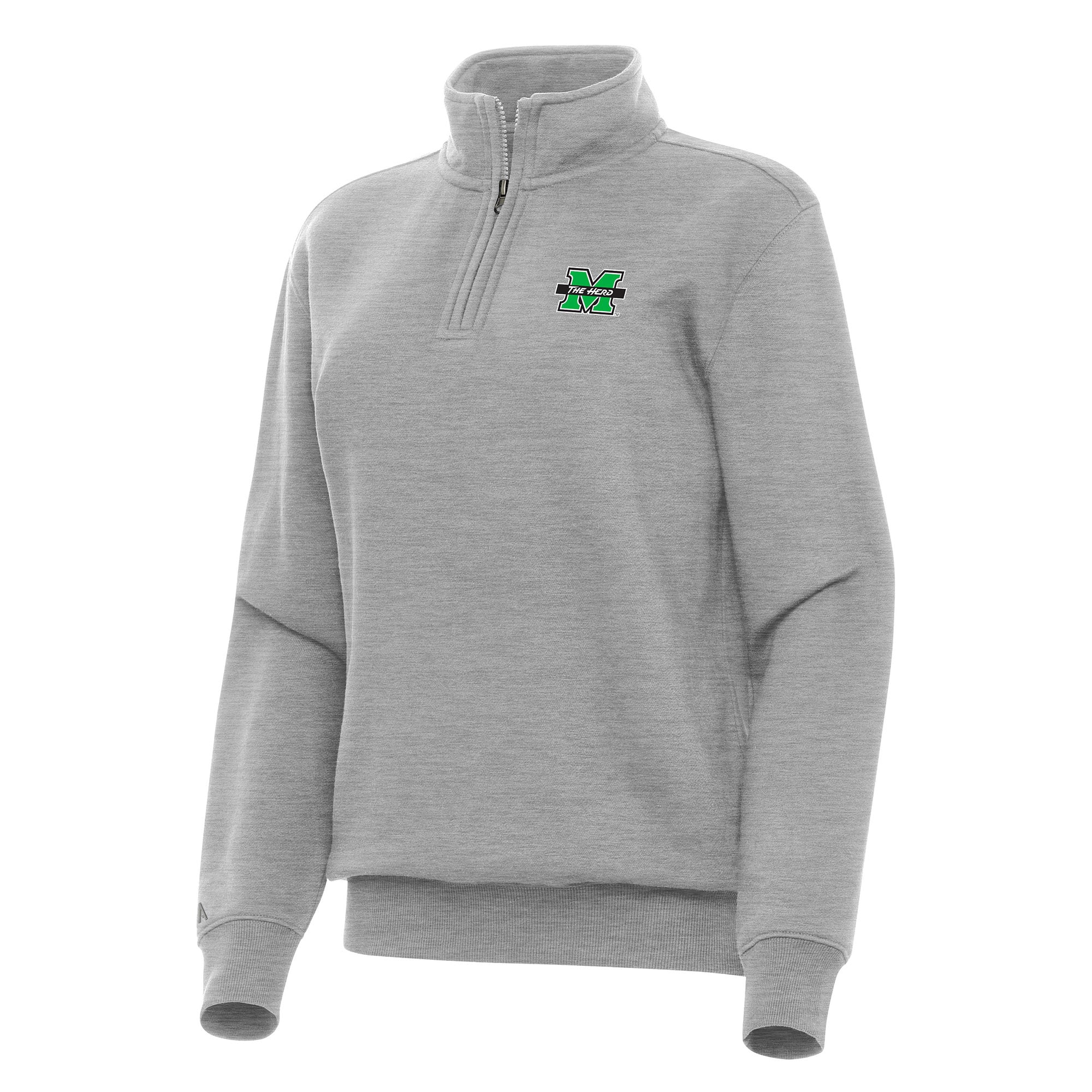 Women's Antigua Heather Gray Marshall Thundering Herd Victory Quarter-Zip Sweatshirt