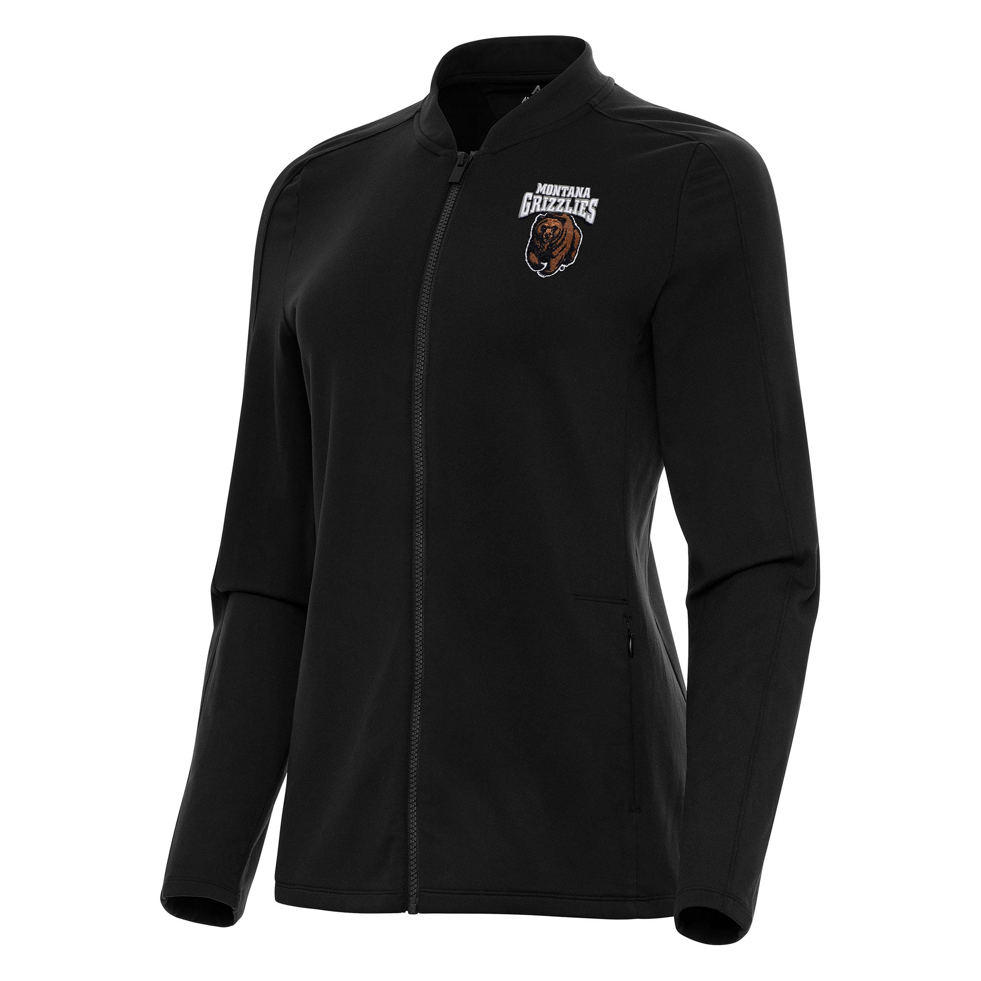 Women's Antigua Black Montana Grizzlies Continual Full-Zip Jacket