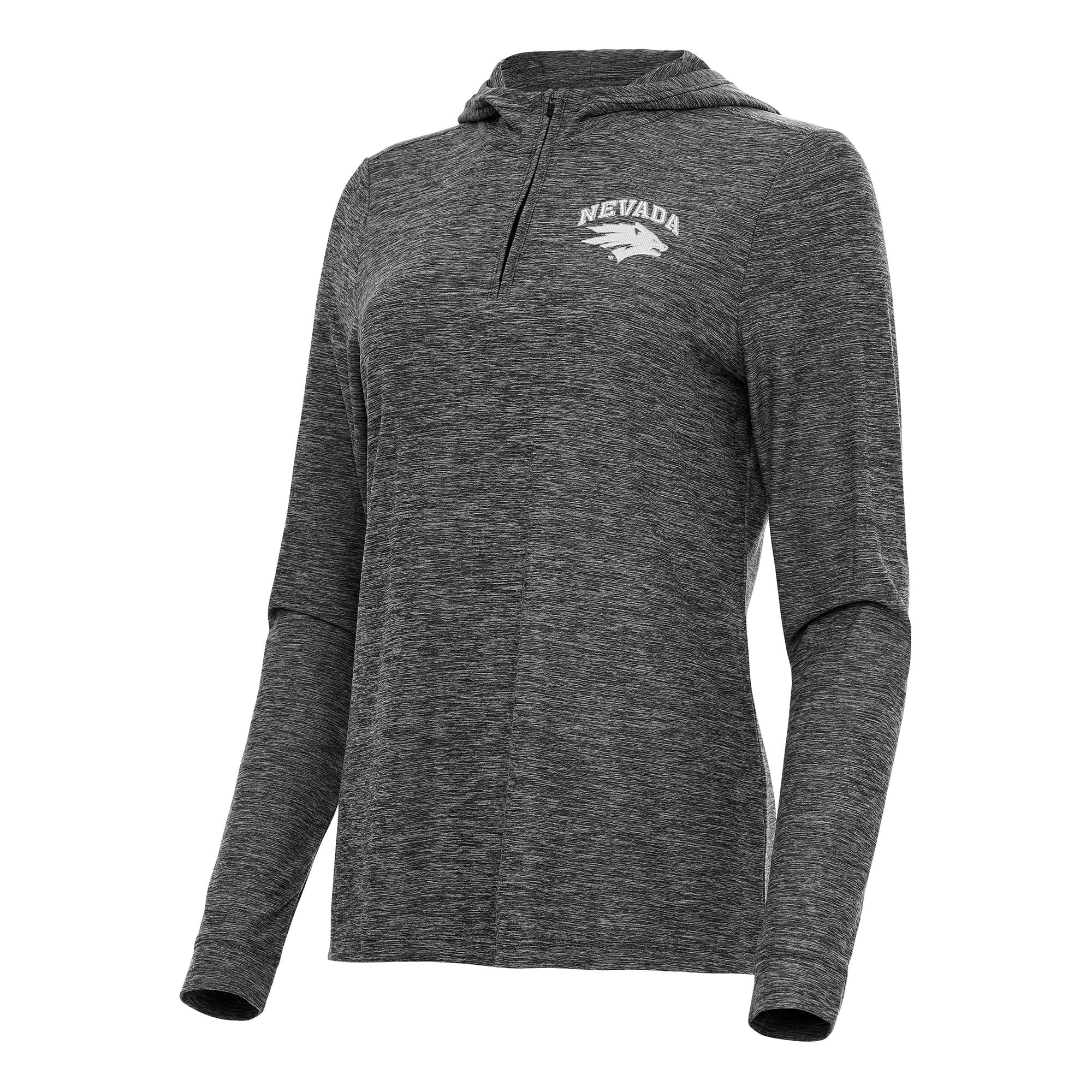 Women's Antigua  Heather Black Nevada Wolf Pack Daybreak Quarter-Zip Hoodie