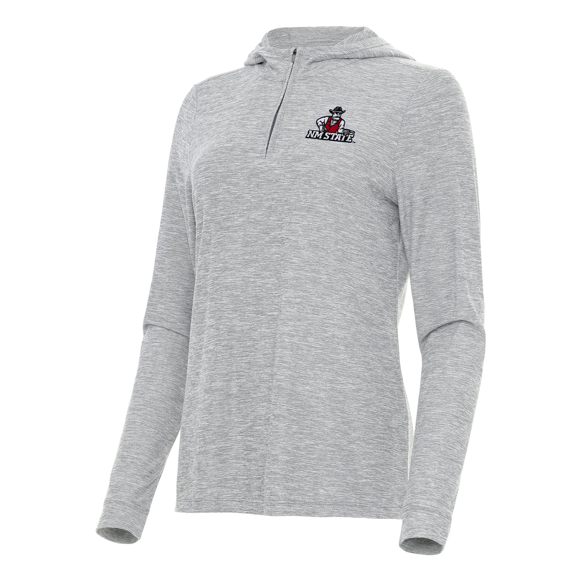 Women's Antigua  Heather Gray New Mexico State Aggies Daybreak Quarter-Zip Hoodie